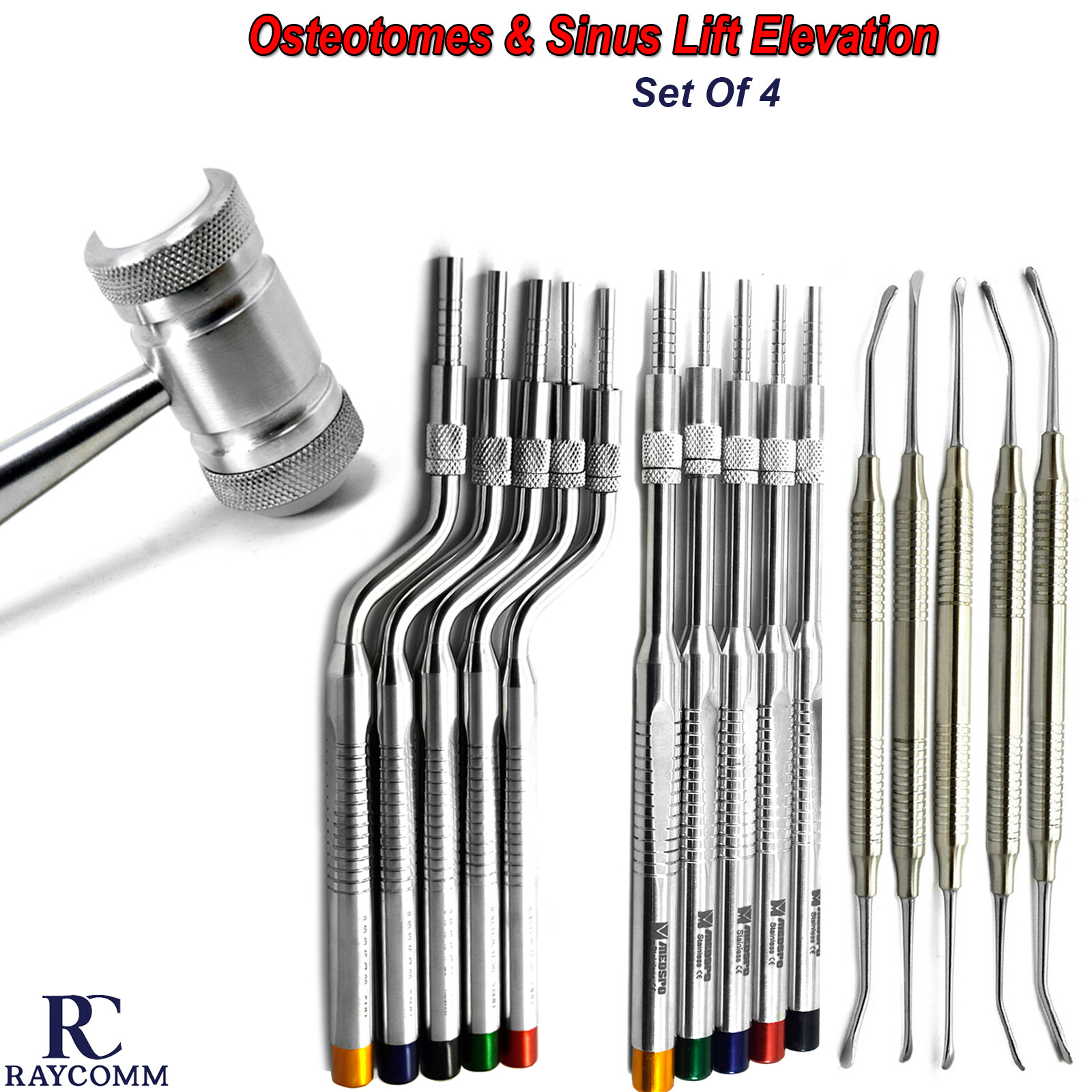 Dental Implant Bone Mallet Osteotomes & Sinus Lift Elevation Instruments Set CE