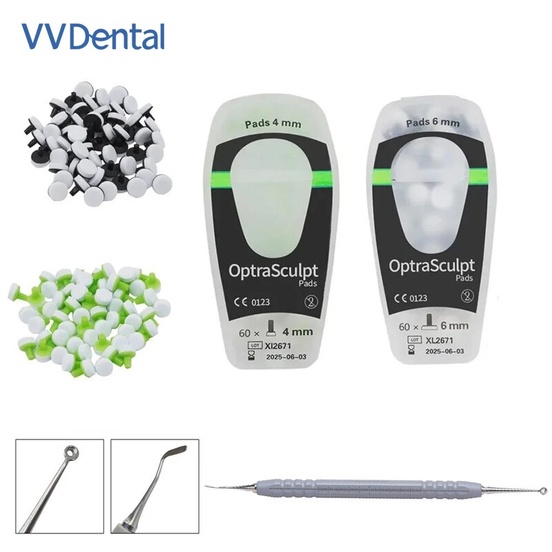 Dental Composite Resin Spatula Kit Fast Tool Foam Pad Veneer Optra Sculpt Handle
