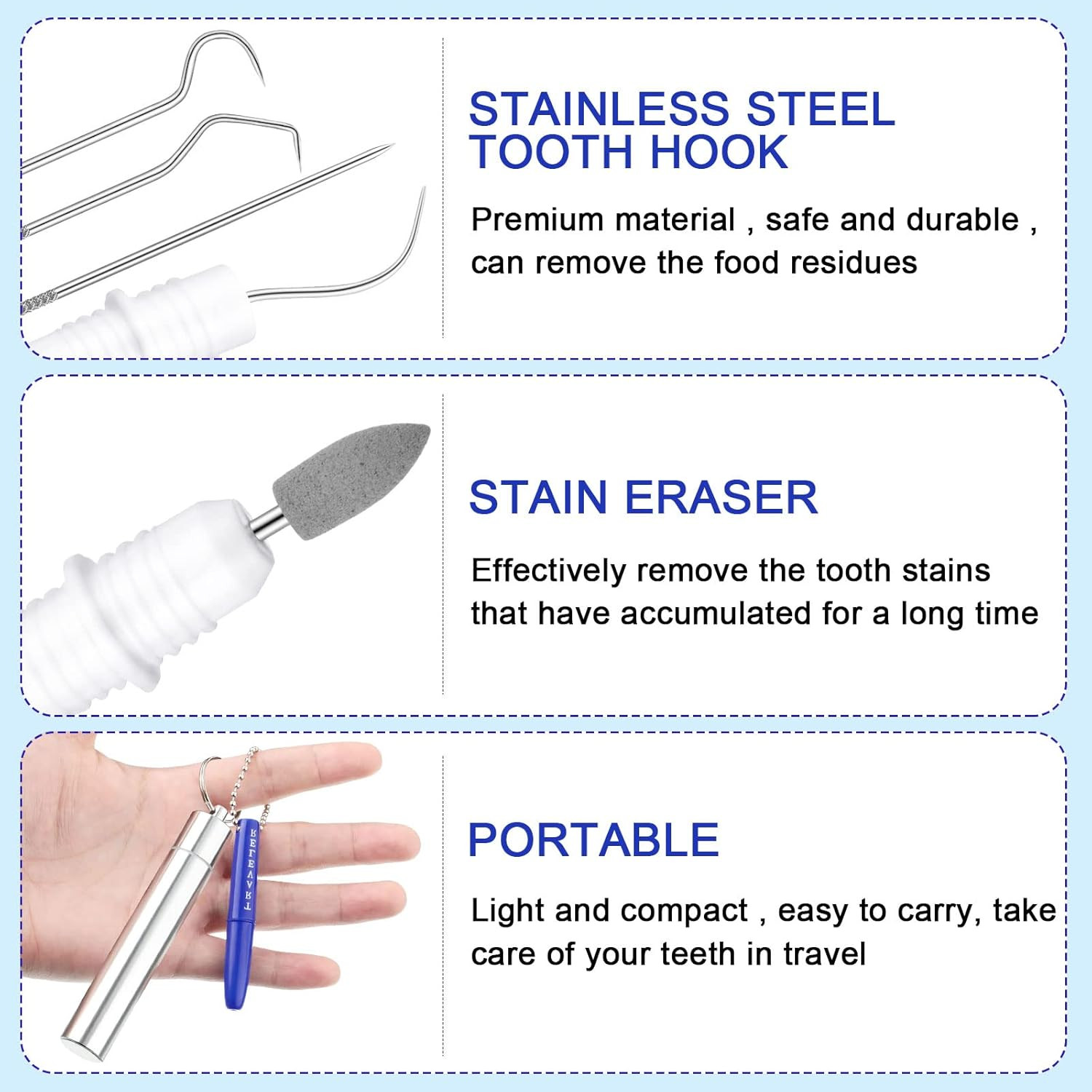 5 Pieces Dental Tools Travel Dental Pick Metal Tooth Scraper Professional Stainl