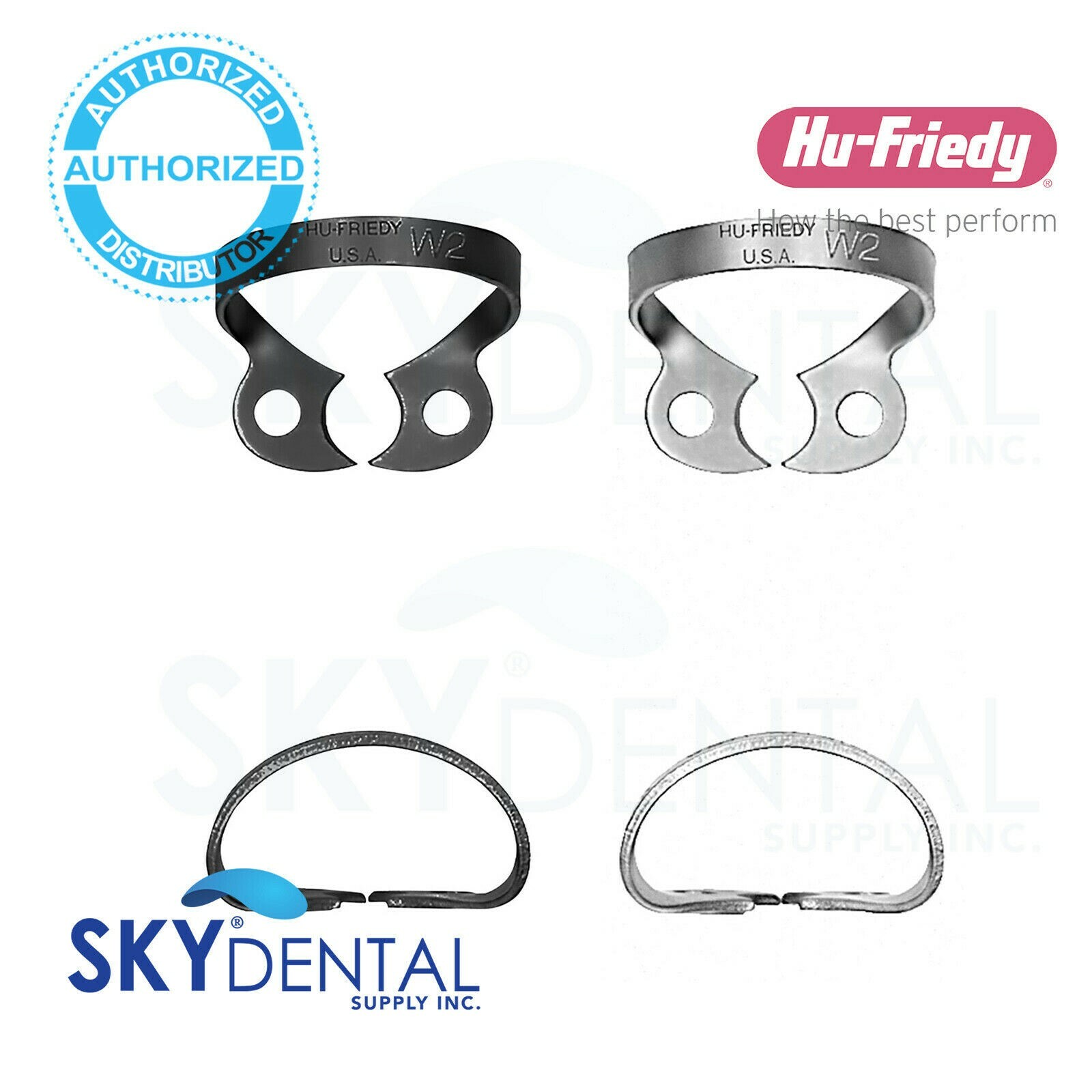 Hu-Friedy Clamp , Rubber Dam #W2, Black Line RDCMW2X / Satin Steel RDCMW2