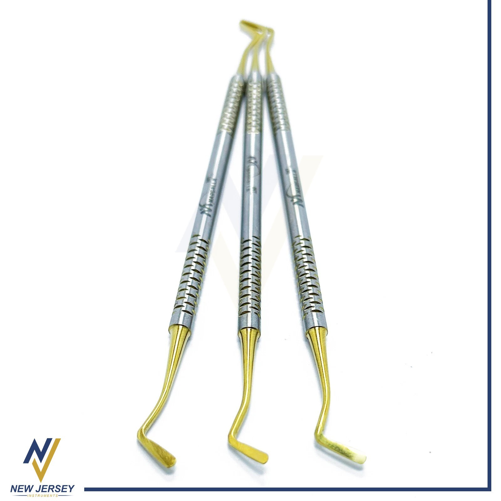 Set of 3 Dental Flat Plastic Filling Instruments Composite Gold Tips Restoration