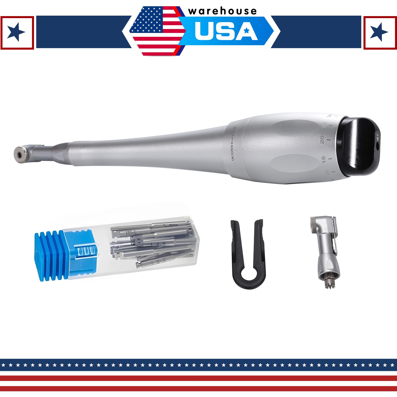 Dental Universal Implant Kit Torque Wrench Contra Angle & 16pcs Drivers Silver