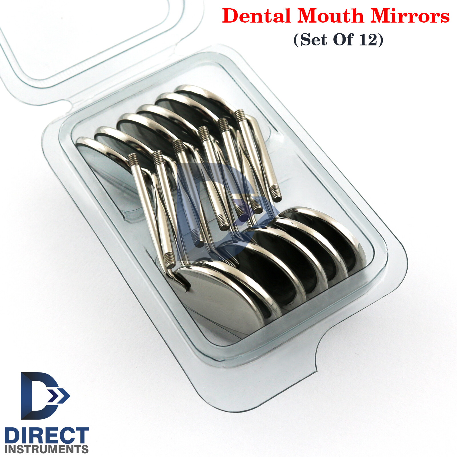 12Pcs Set Dental Mouth Mirror No.5 Dentist Oral Diagnostic Tongue Retraction New