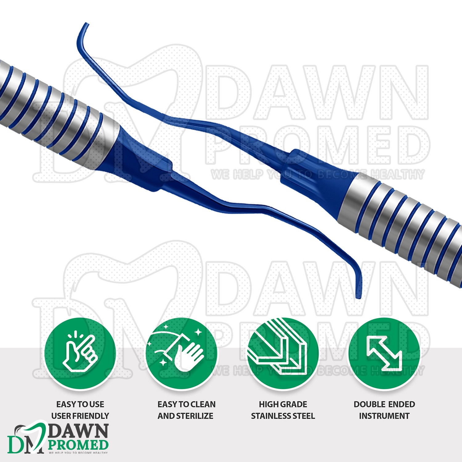 Dental Gracey Curettes 11/12 Blue Coated Double Ended Hollow Handle Instruments
