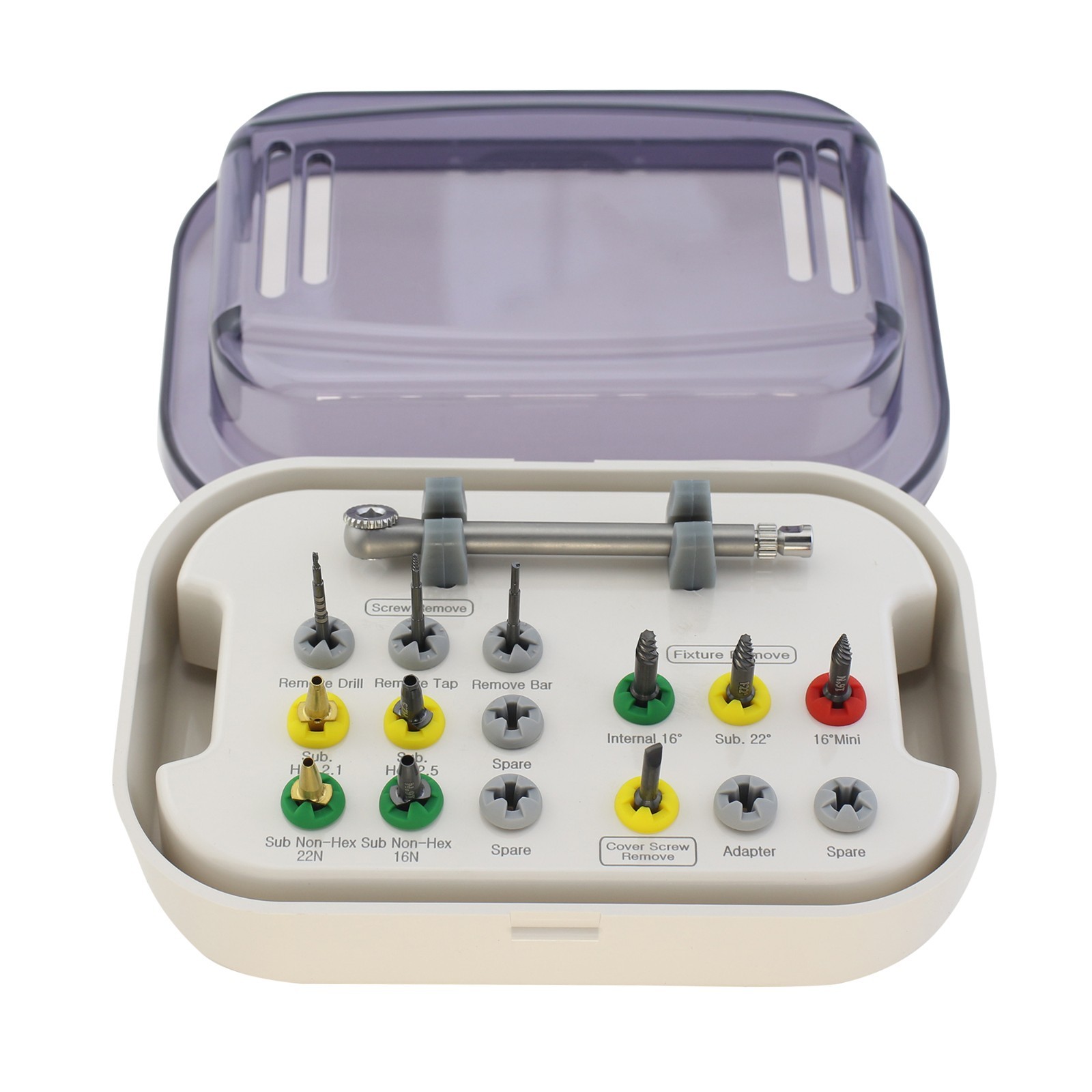 Implant Fixture & Fractured Screw Removal Kit Remover Extractor Drill Bar Guide