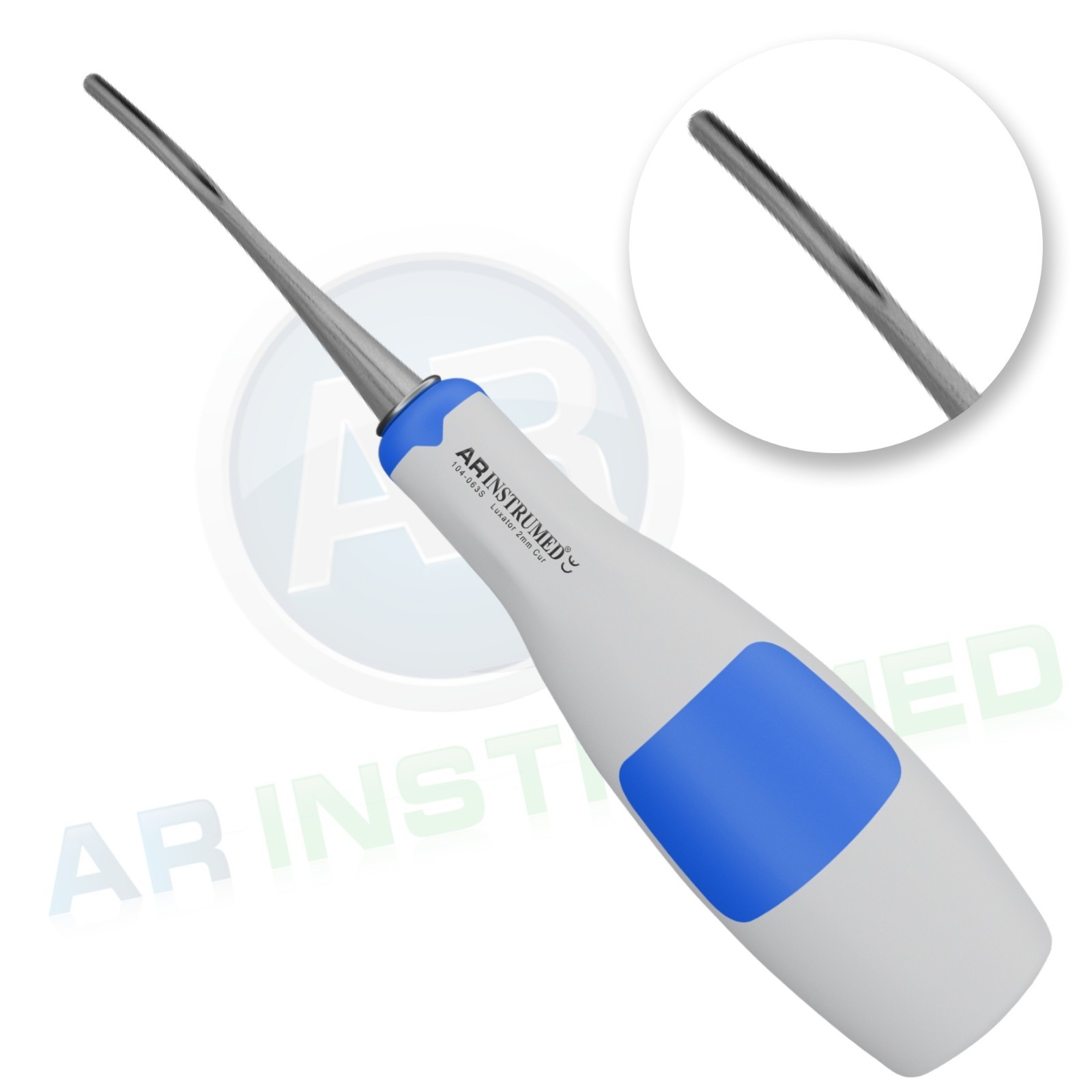 AR Silicone Curved Root Luxating Elevator 2mm Dental Instruments German Grade