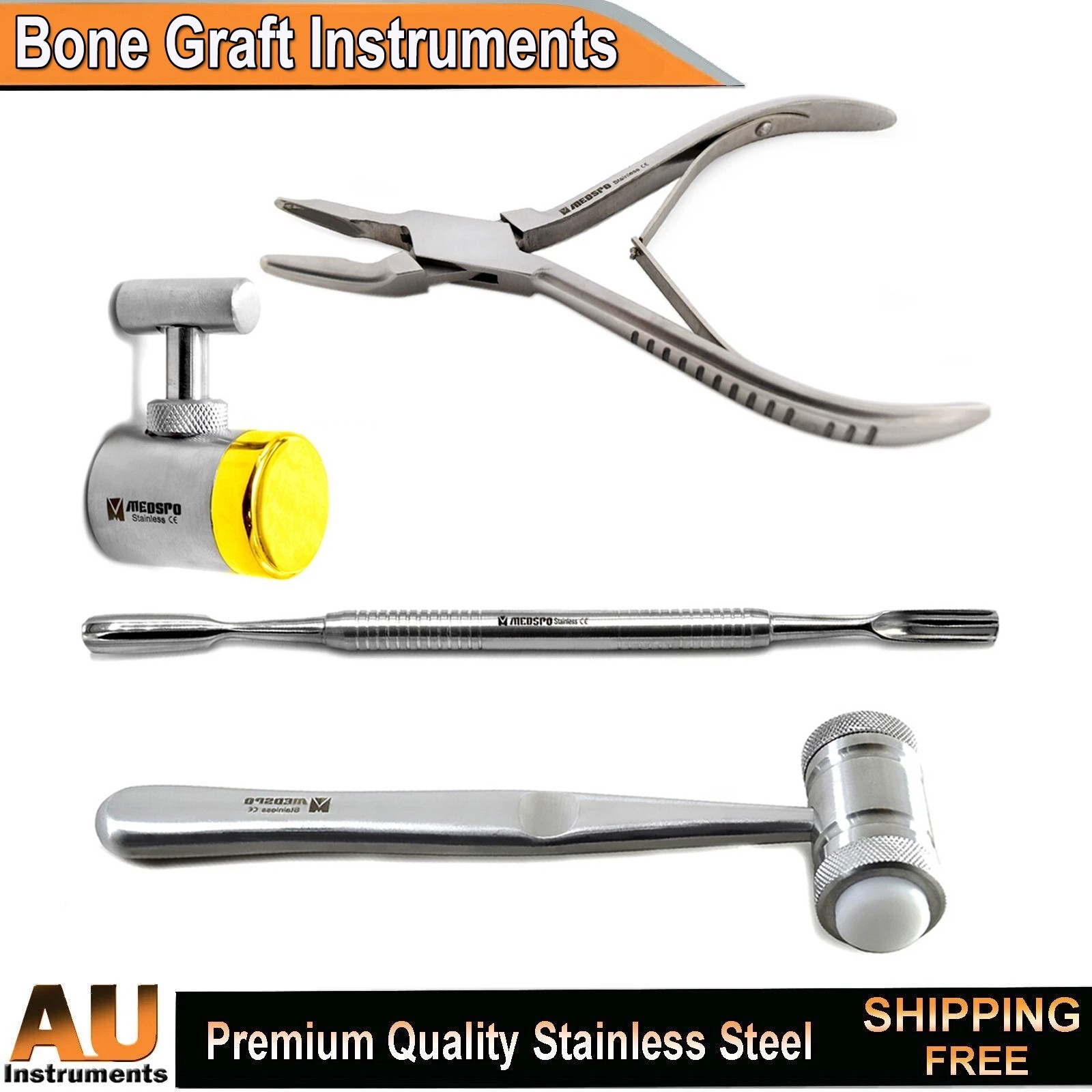 Bone Graft Instrument Kit augmentation Implant Splinter Forcep Bone Crusher Mill