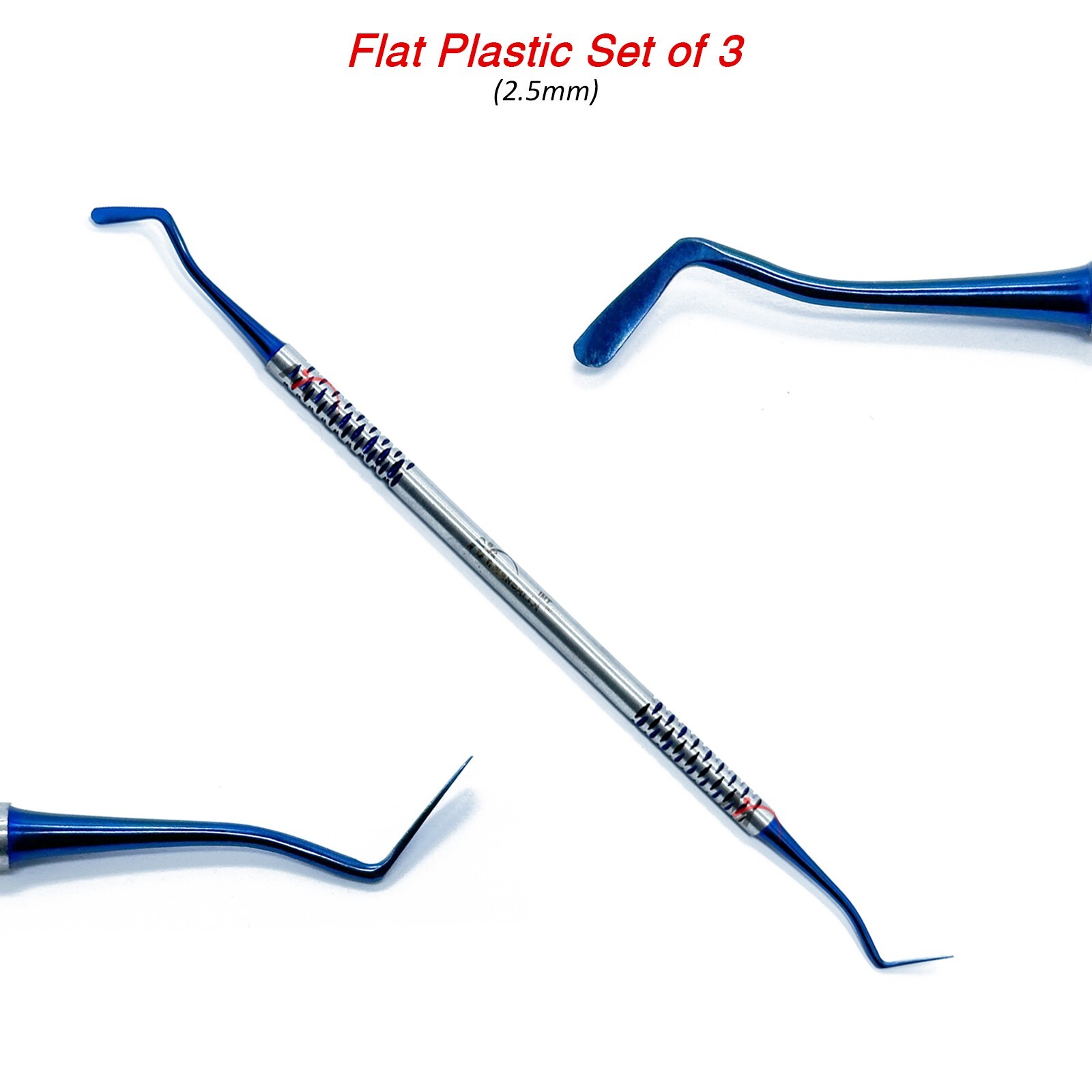 Dental Flat Plastic Filling Instruments Composite Gold & Blue Tips Restoration