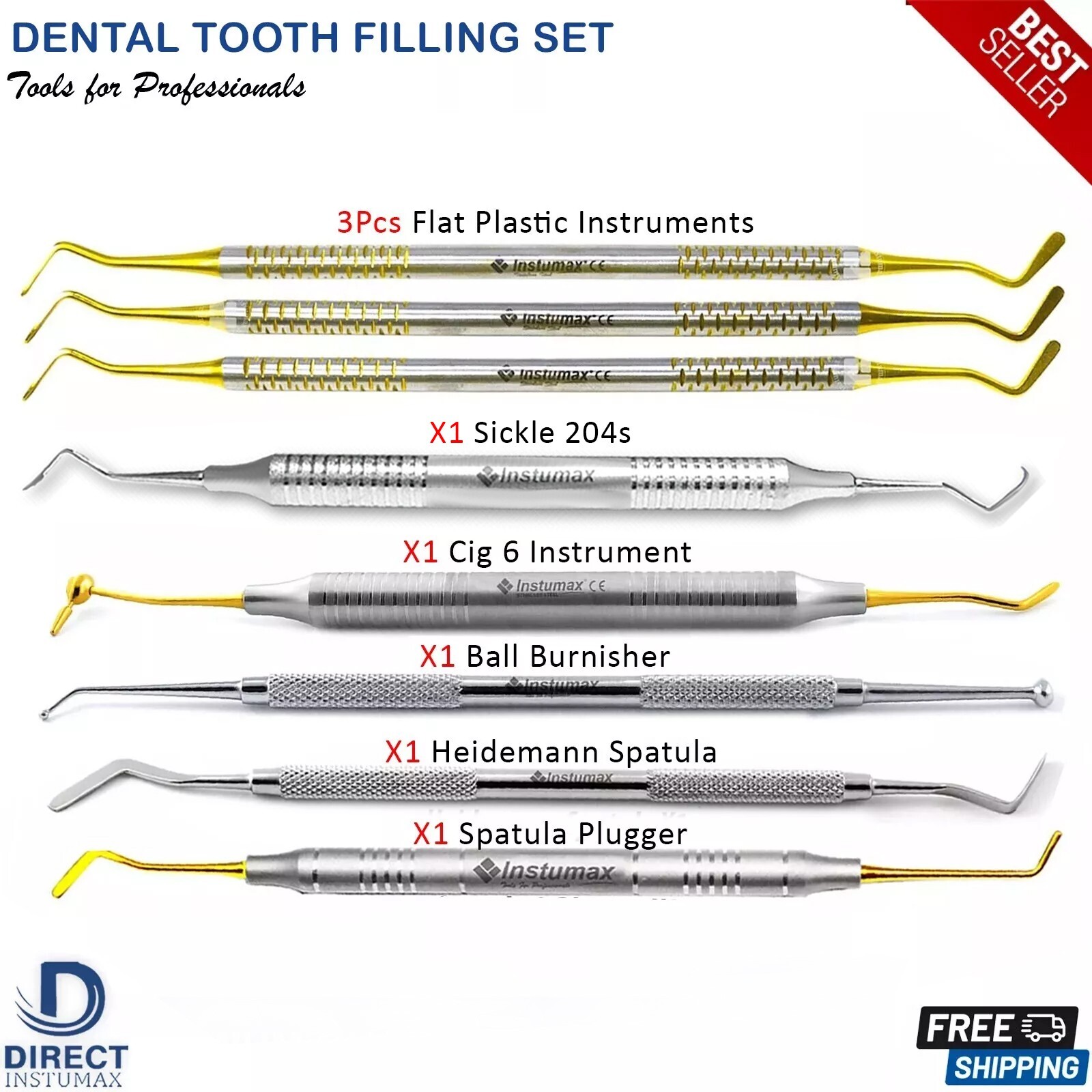 Restorative Dentistry Composite Rein filling Instruments Set Plugger Spatulas