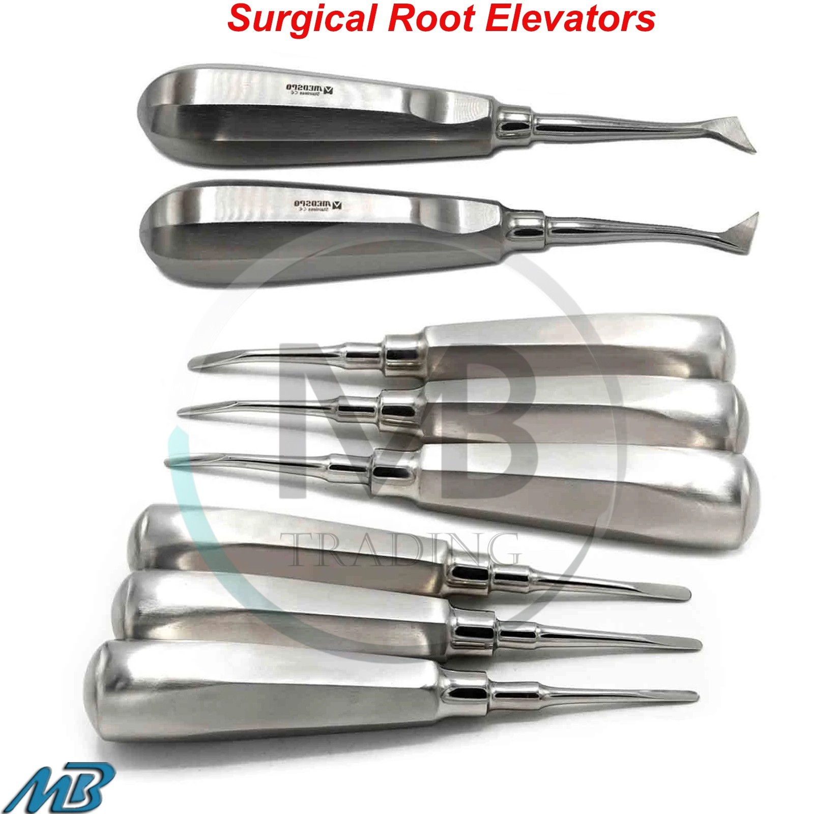 8 Pcs Dental Root Luxating Elevators Oral Surgery Tooth Extraction Instruments