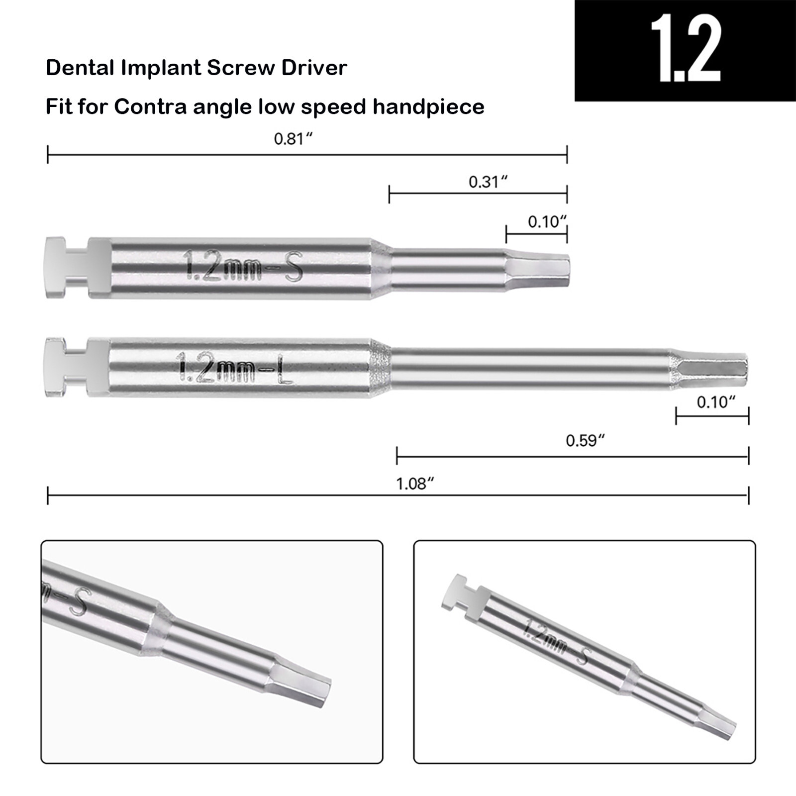 16 Pcs Implant Universal Hex Driver Abutment Screw Screwdriver with 7mm Adapter