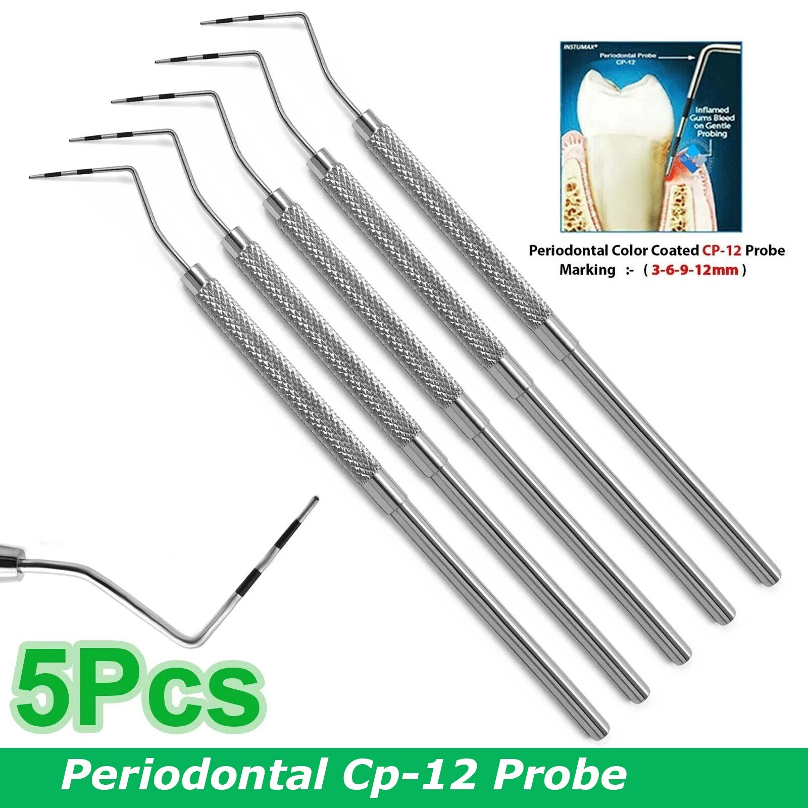 Periodontal CP-12 Dental Probes 5Pcs – 3-6-9-12mm Diagnostic Examination Tool