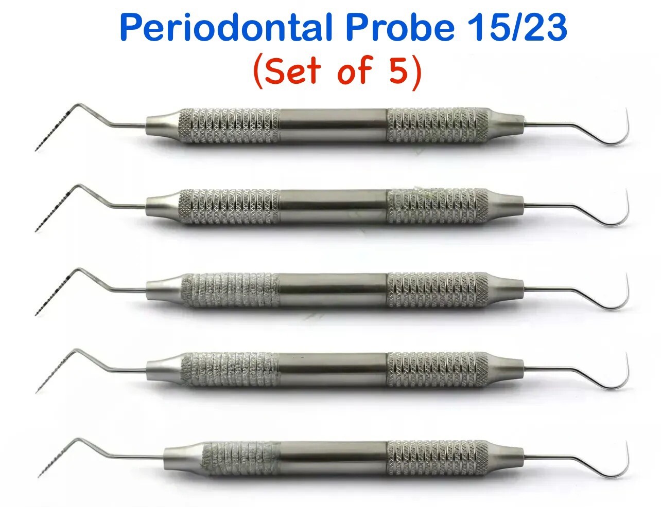 5PCS PERIODONTAL UNC15-23 PROBE COLOR CODED DENTAL HAND INSTRUMENT HOLLOW HANDLE