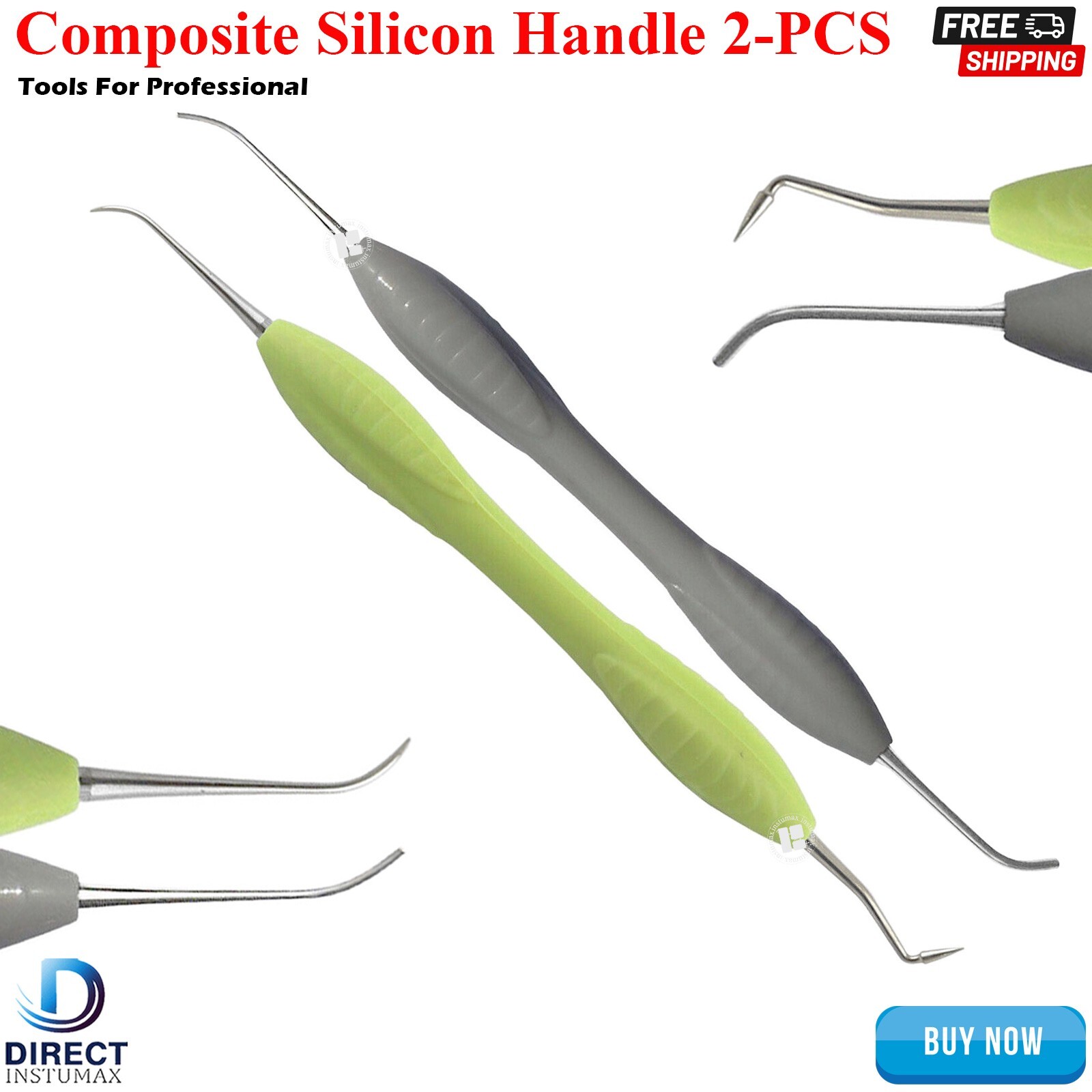 Set of 2-PCS Composite Filling Instruments Silicon Handle Restorative Tools