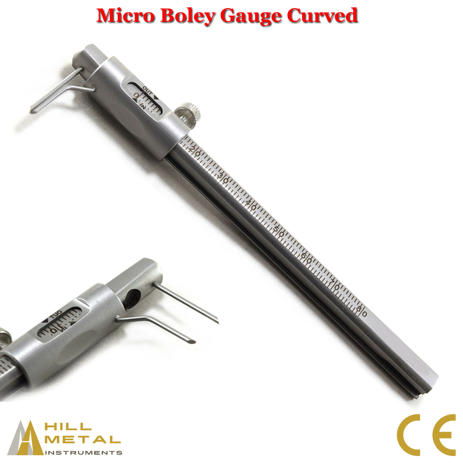 Micro Boley Caliper Tooth Size Measuring Gauges Markings 0-80mm Curved Tool