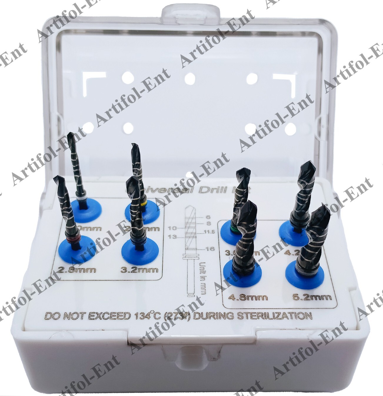 Dental External Irrigation Drills Kit Black Color Coated 8 Pcs #OS1067