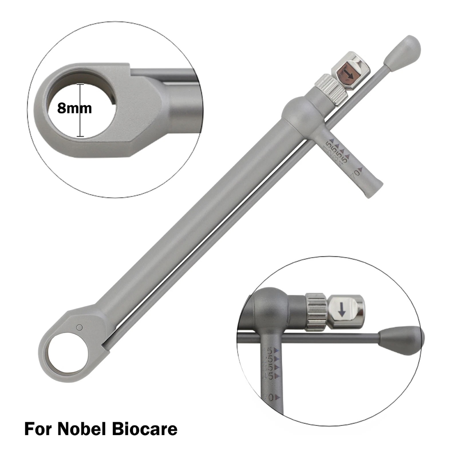 Implant Torque Wrench Ratchet Manual 8mm Nobel Biocare for Prosthetic 15-70Ncm