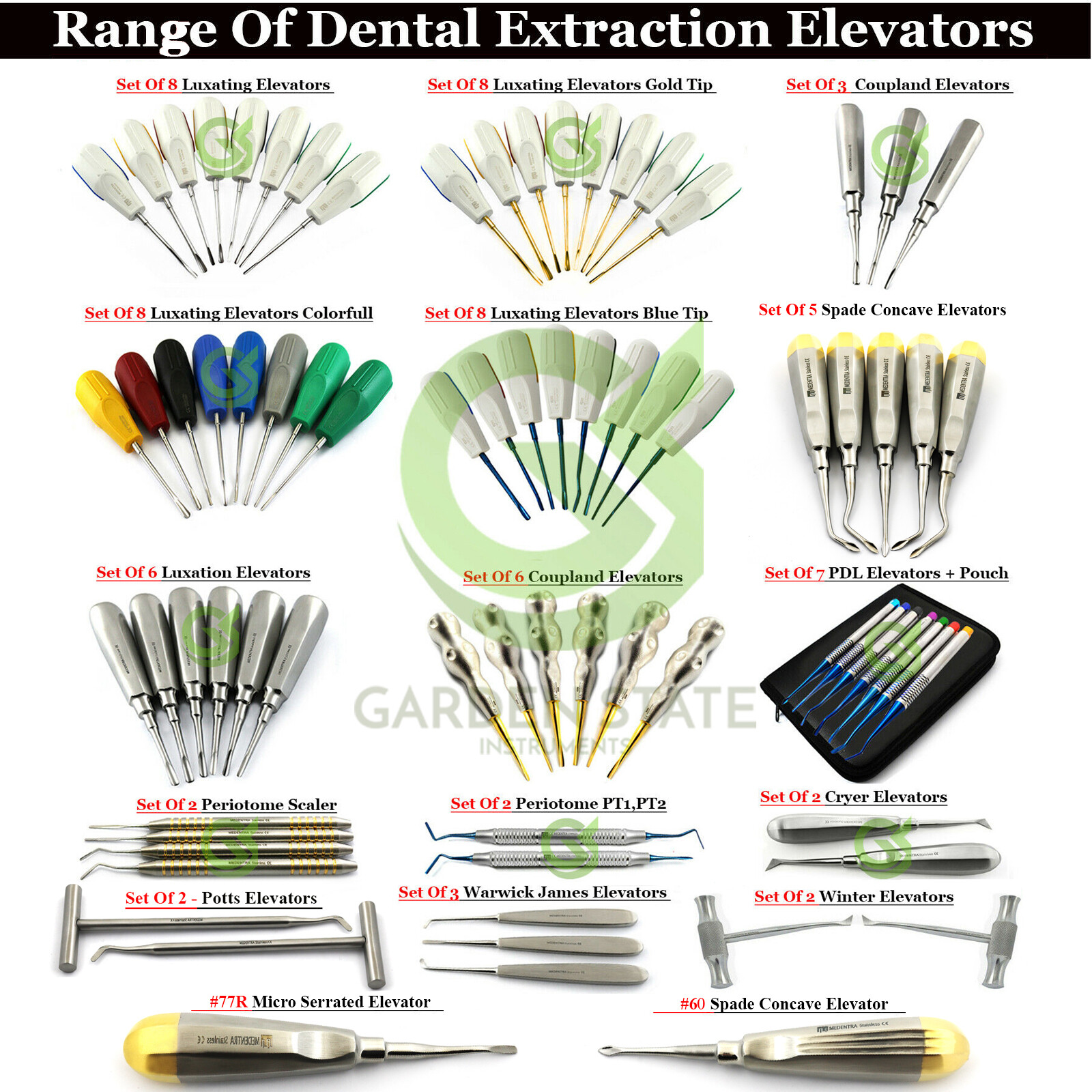 Dental Luxating Elevators Coupland Tooth Root Extraction PDL Periotome Luxation