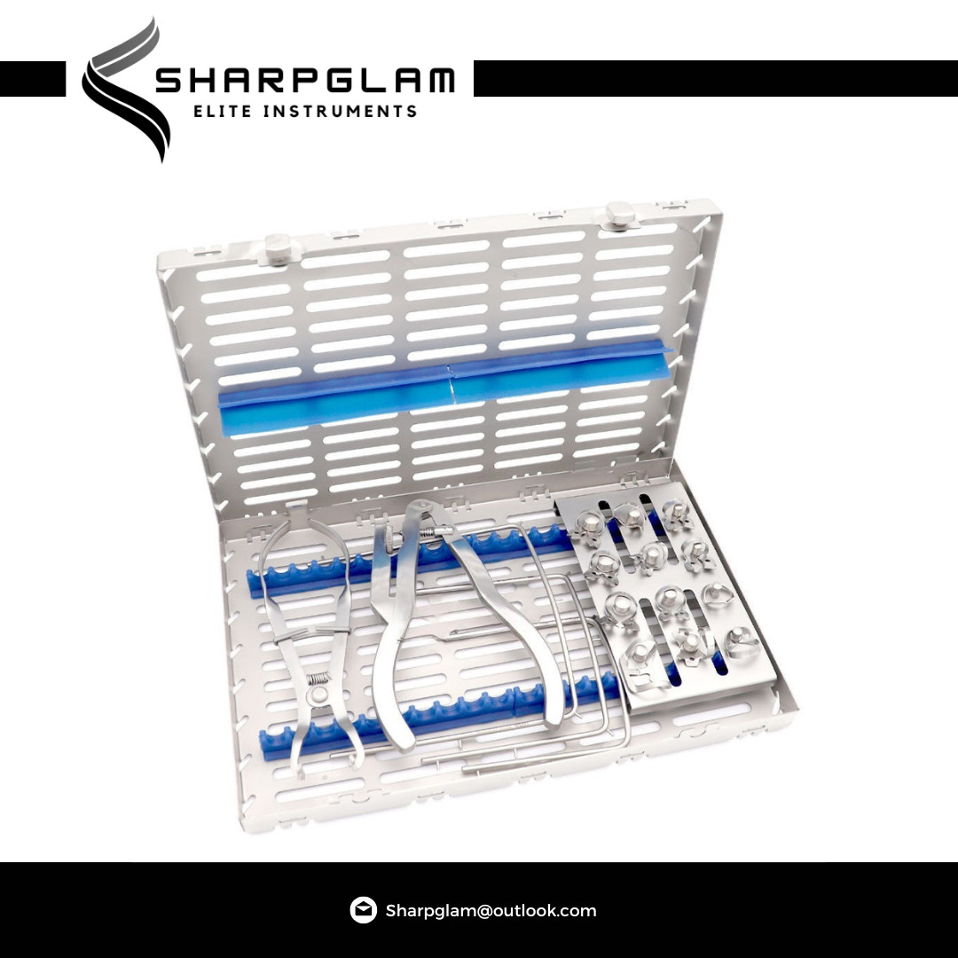 SHARPGLAM Dental Rubber Dam Kit 20 Pcs Endodontic Instruments Clamps Cassette CE