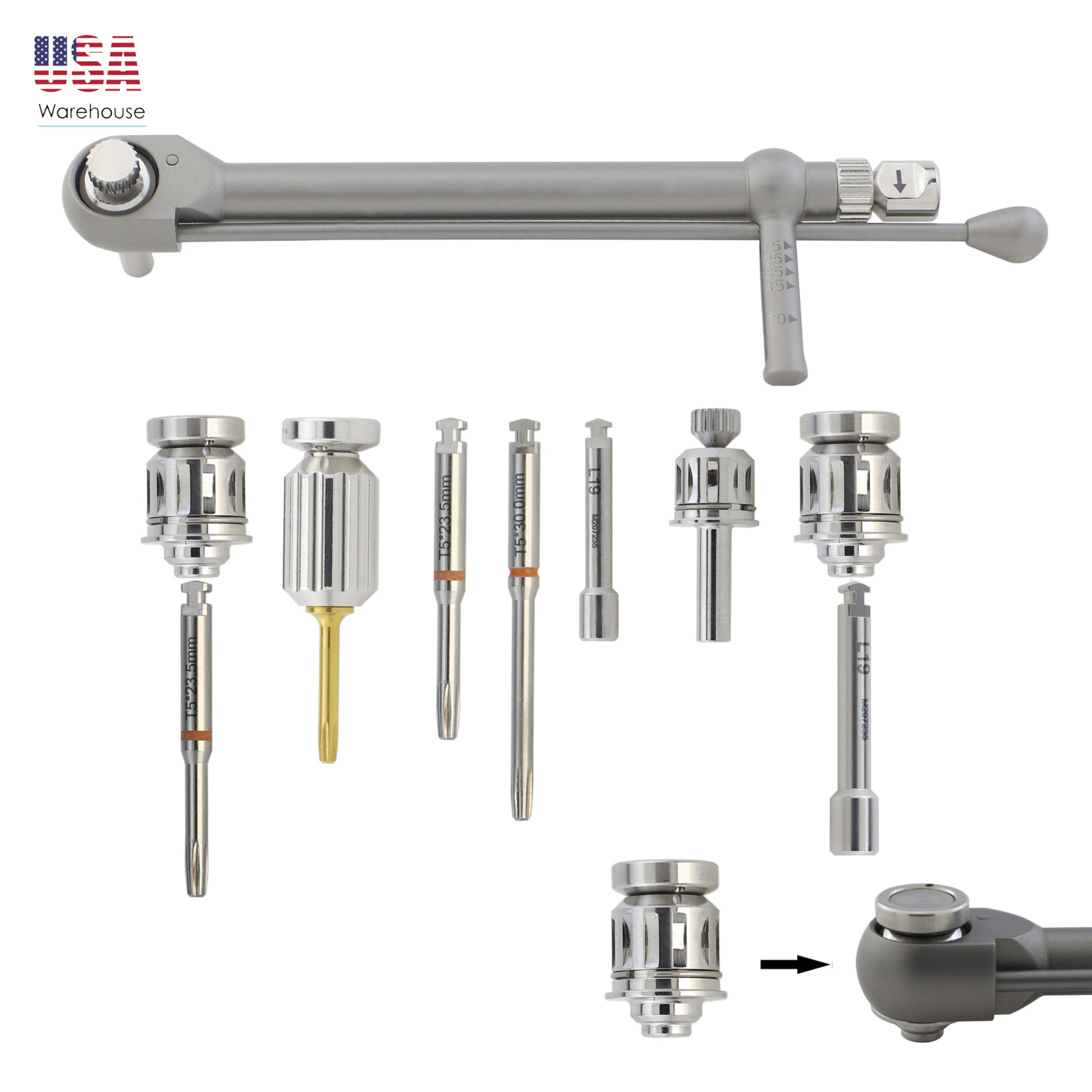 Implant Nobel Biocare Torque Wrench UniGrip Screwdriver Drivers Manual Adapter