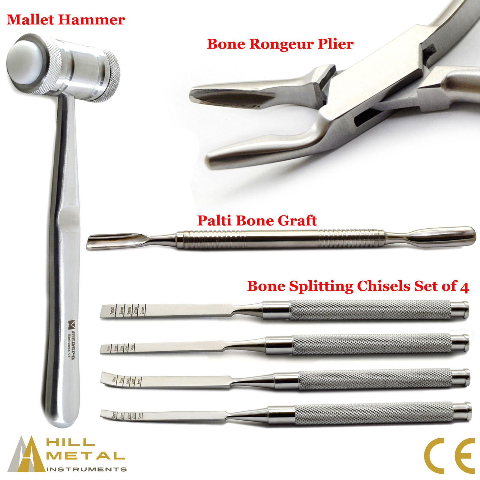 Dental Bone Splitting Chisels Osteotome Bone Rongeur Forceps Palti Implant Tools