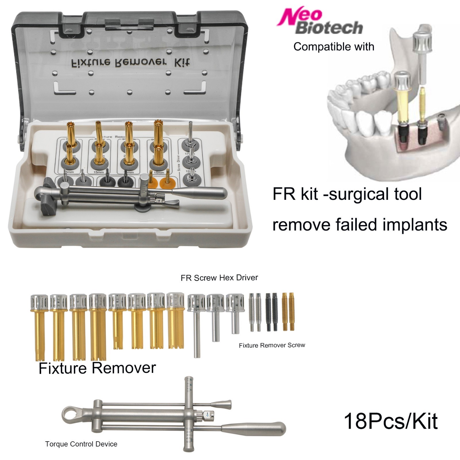 Dental Implant Instrument Set DASK/MCTBIO Implant fixture Broken Screw Removal