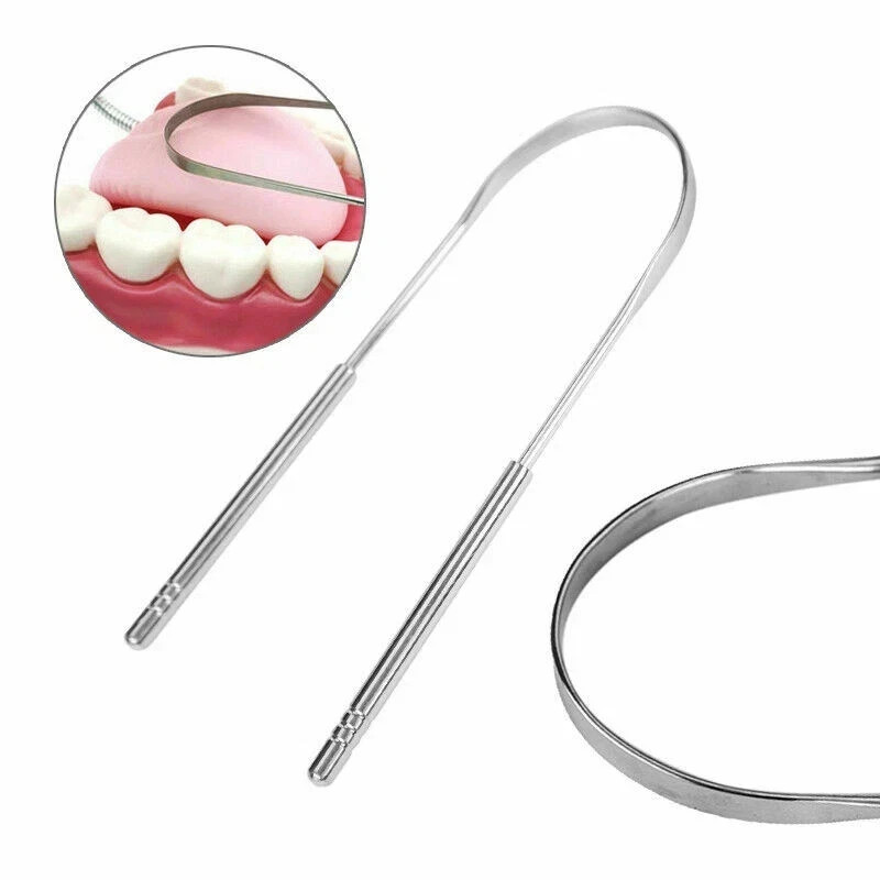 Dental Oral Care Stainless Steel Cleaning Tongue Cleaner Scraper Instruments