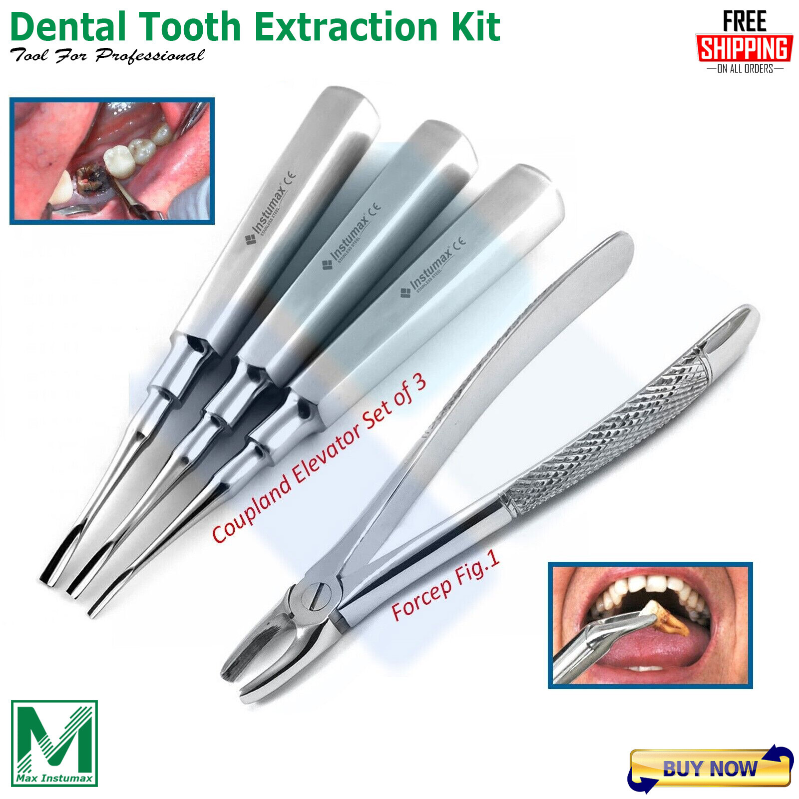 Surgical Extraction Coupland Elevators Tooth Forceps Fig.1 Tooth Extracting Kit