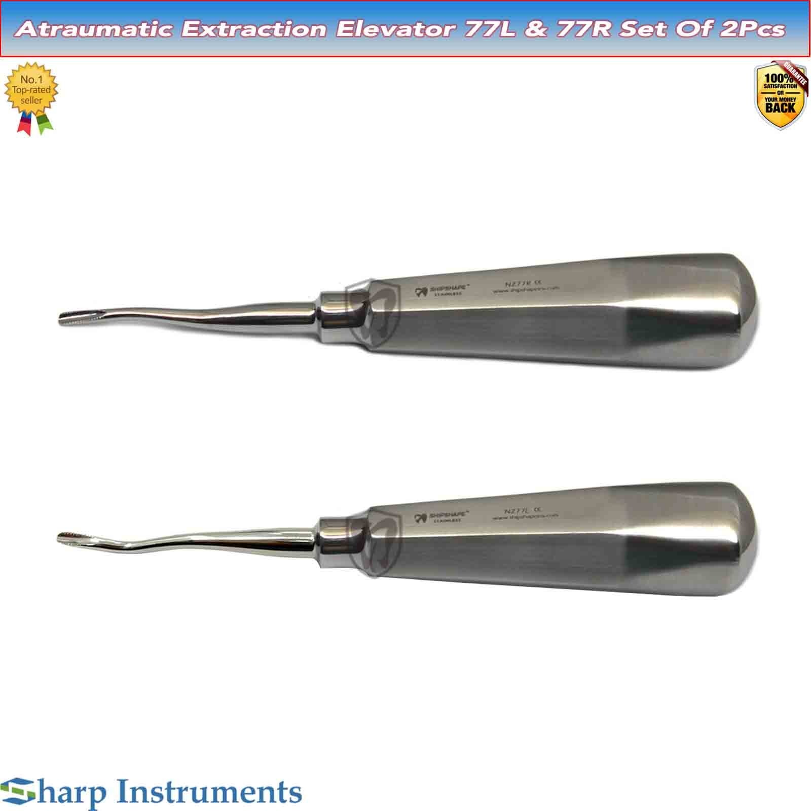 Tooth Root Elevator 77L, 77R Serrated Root Extraction Dental Surgical Instrument