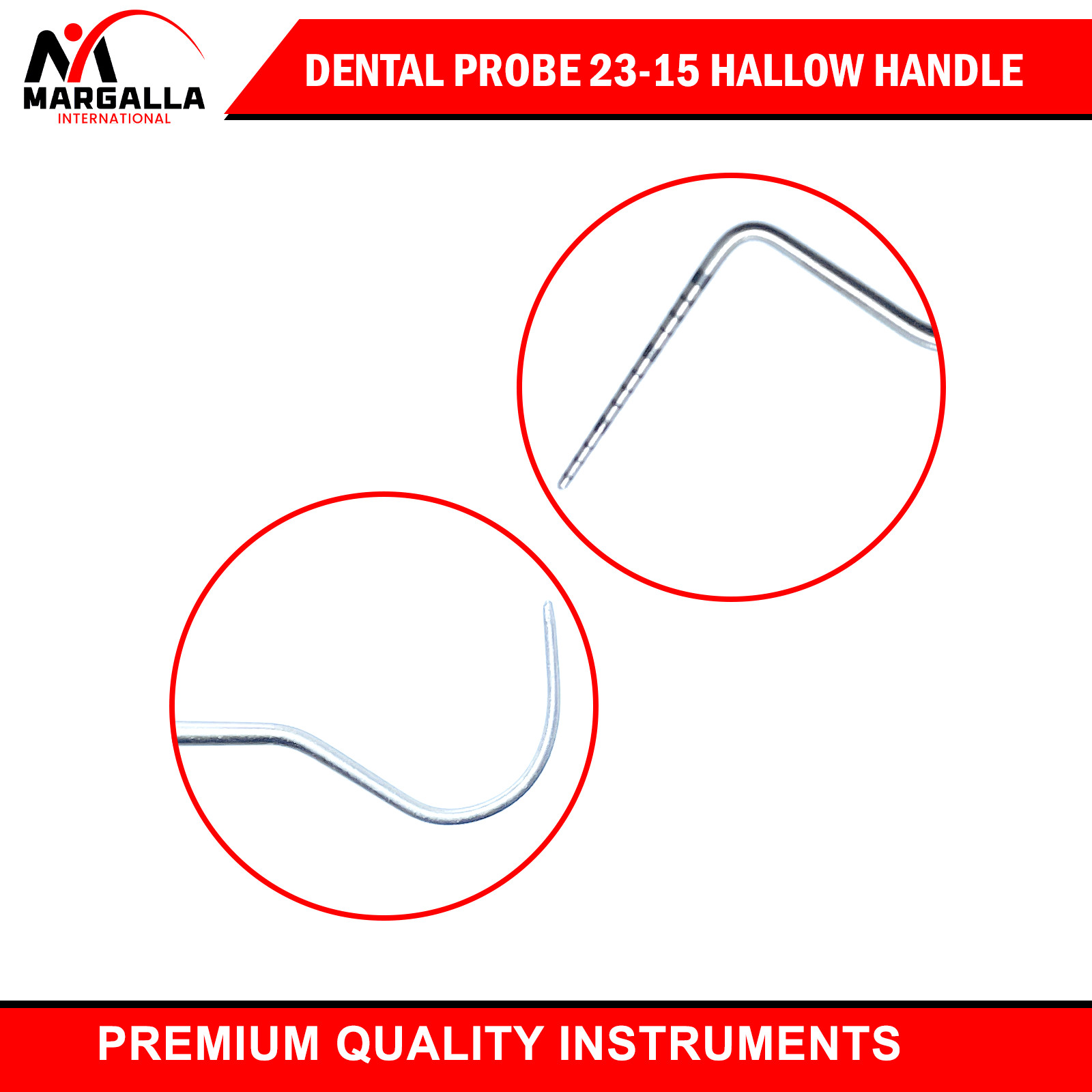Dental Explorer 23 Probe UNC 15 Hallow Handle Color Marking Double Ended 5PCS