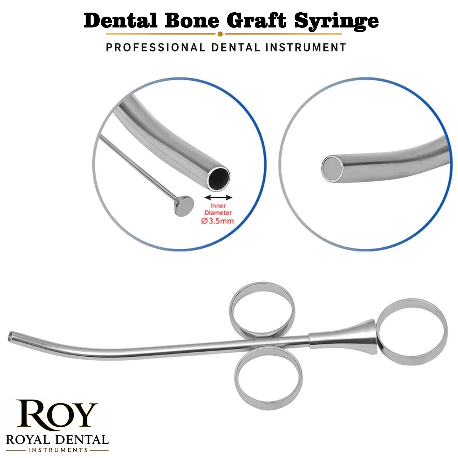 Dental Bone Grafting Syringe Curved Dentist Surgical Implant Instruments CE