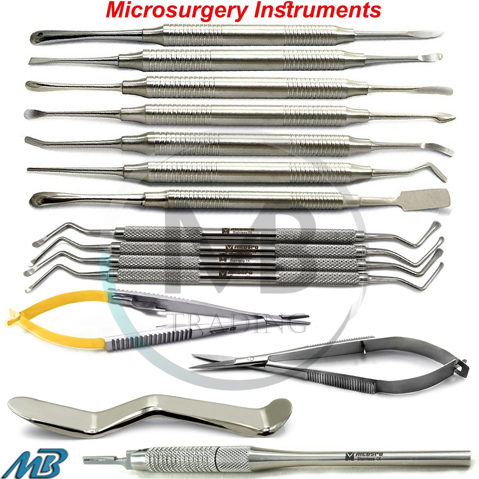 Dental Microsurgery Kit Surgical Instruments Lucas Curette Periosteal Elevators
