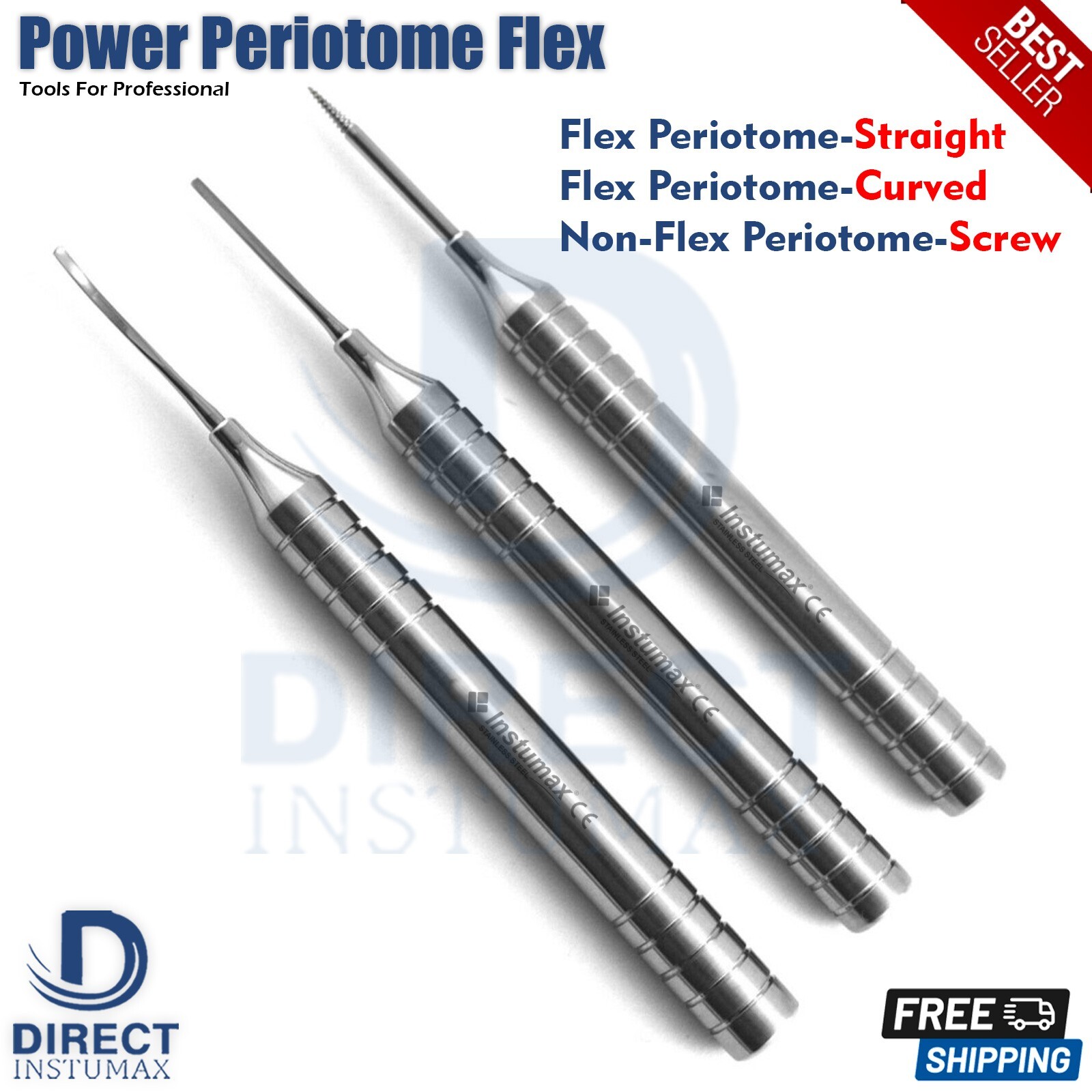 3Pcs Dental Titanium Flex Periotome Luxating Root Teeth Extraction Periodontist
