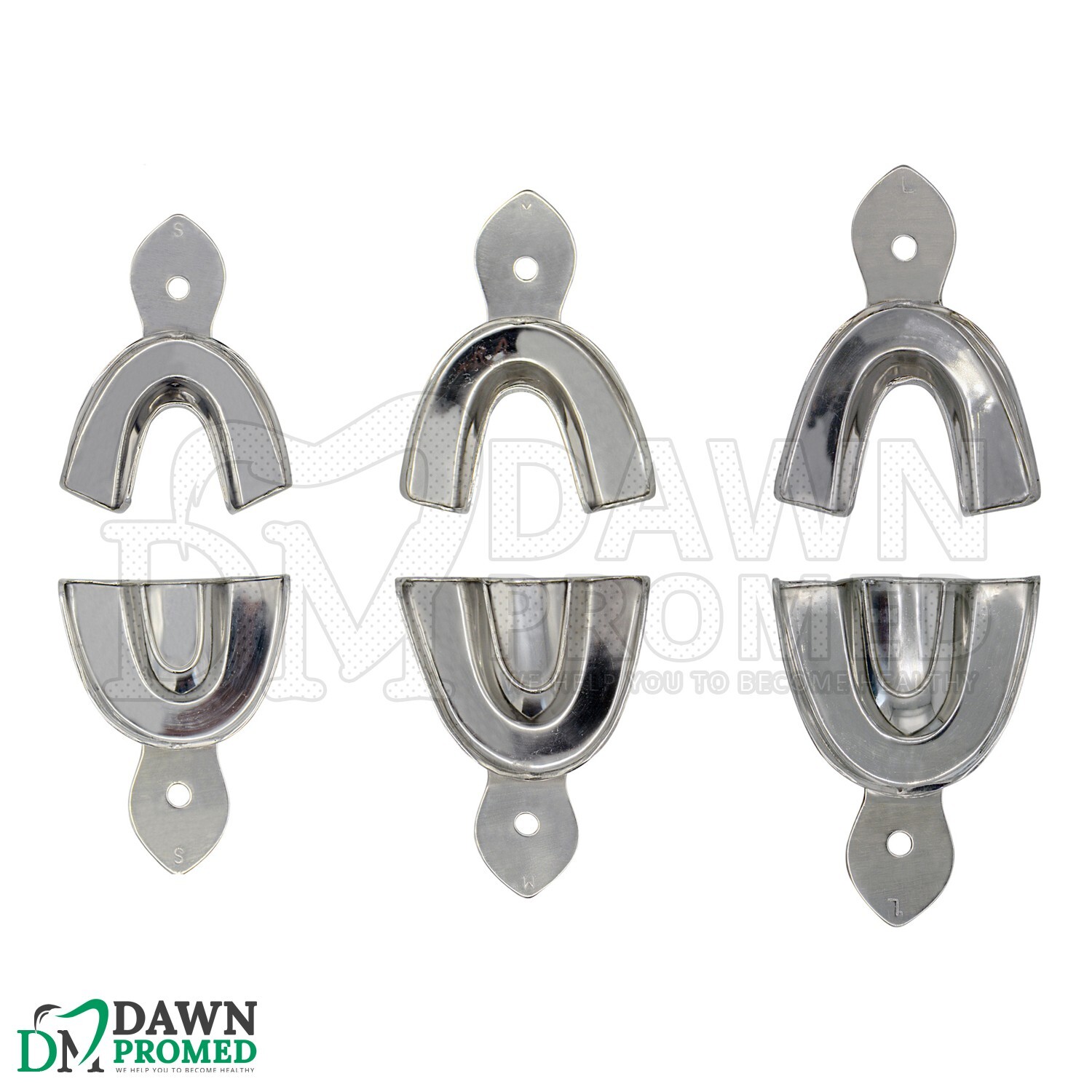 12 Pcs Solid & Perforated Metal Upper & Lower Dental Impression Trays Set