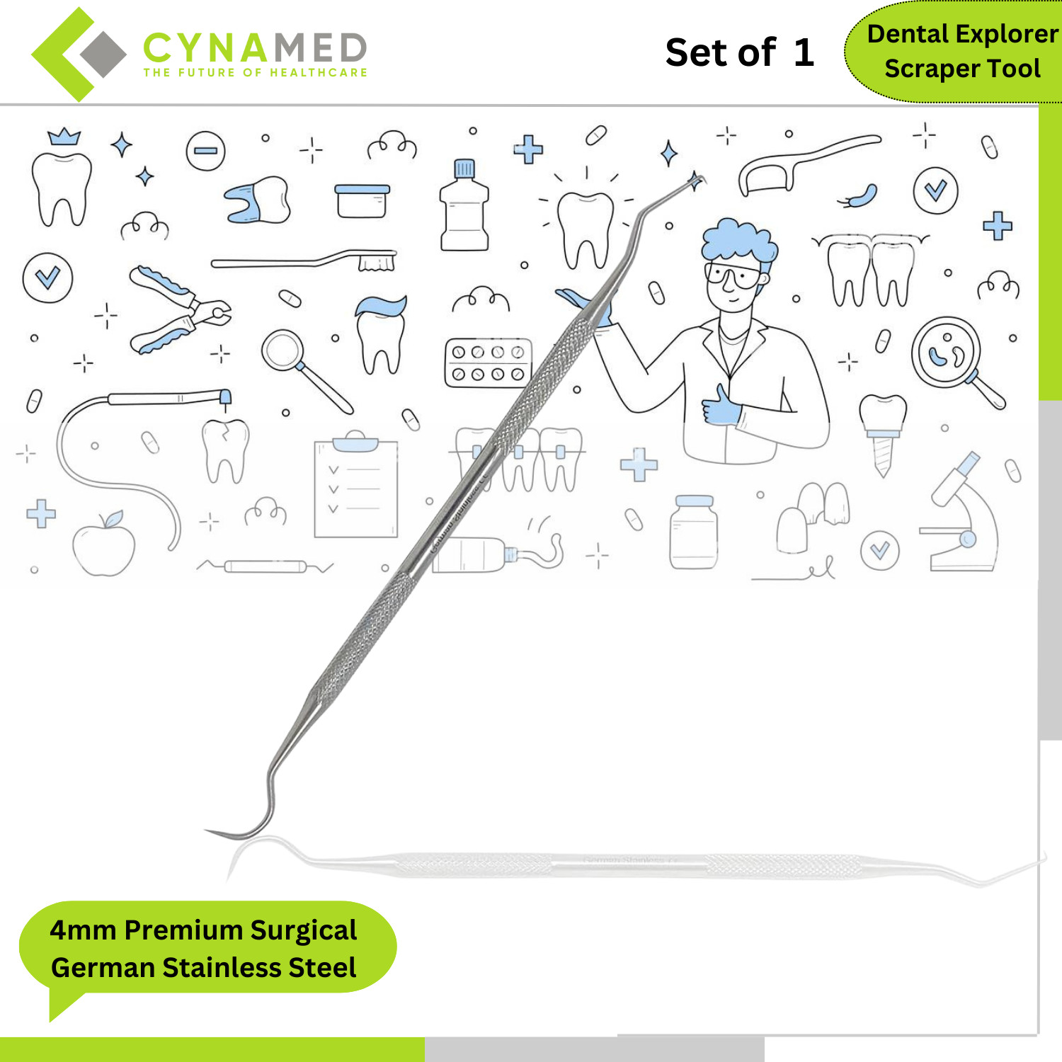 Cynamed Double-Ended Professional Dental Explorer Scraper Dentist Home Tool