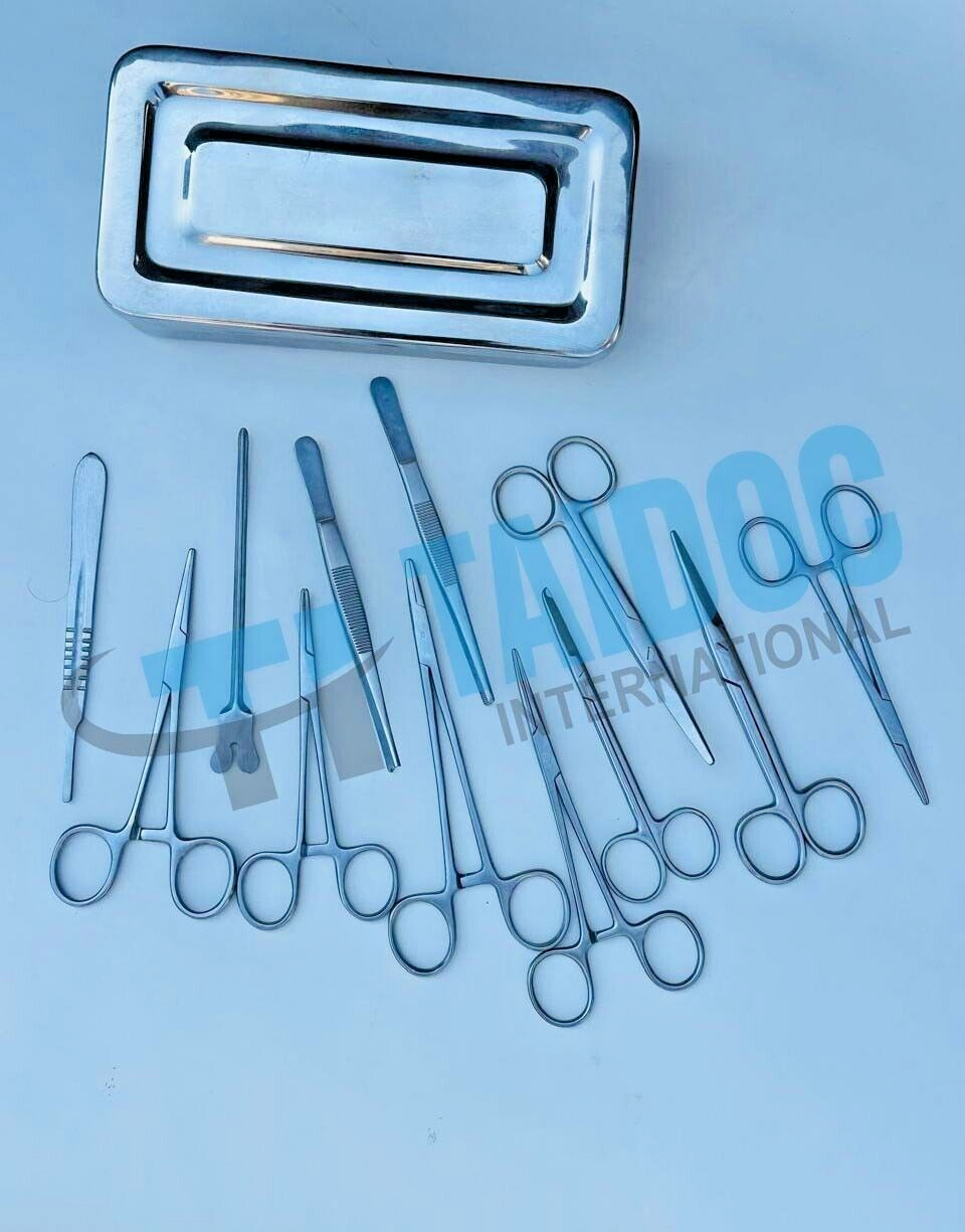13 Pieces Basic Minor Surgery Kit Steel Box Surgical Instruments