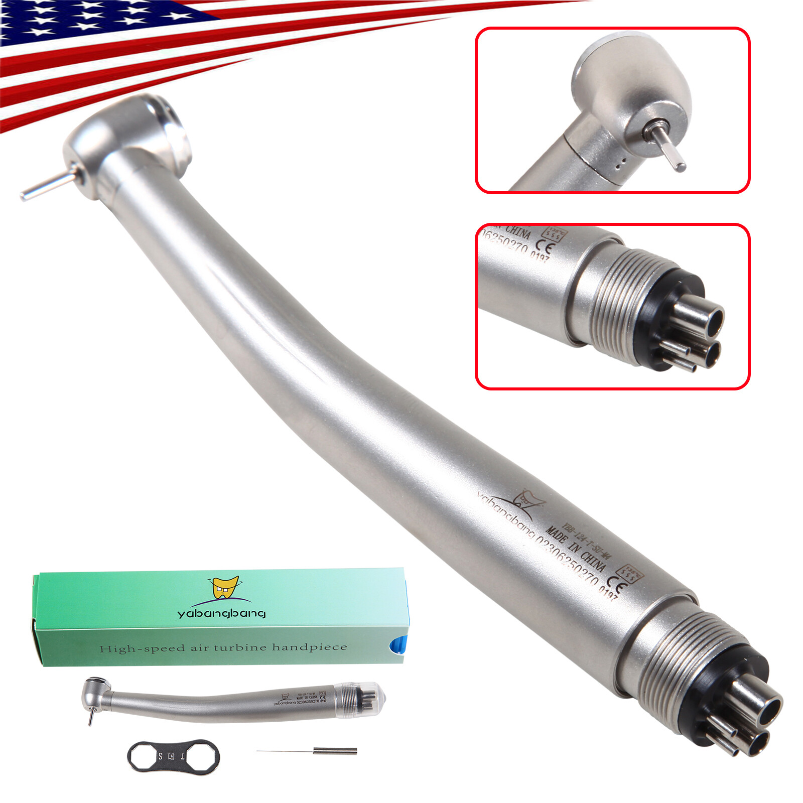 NSK Style Dental High Speed Turbine Handpiece Push Button Big Head 4Hole AZ