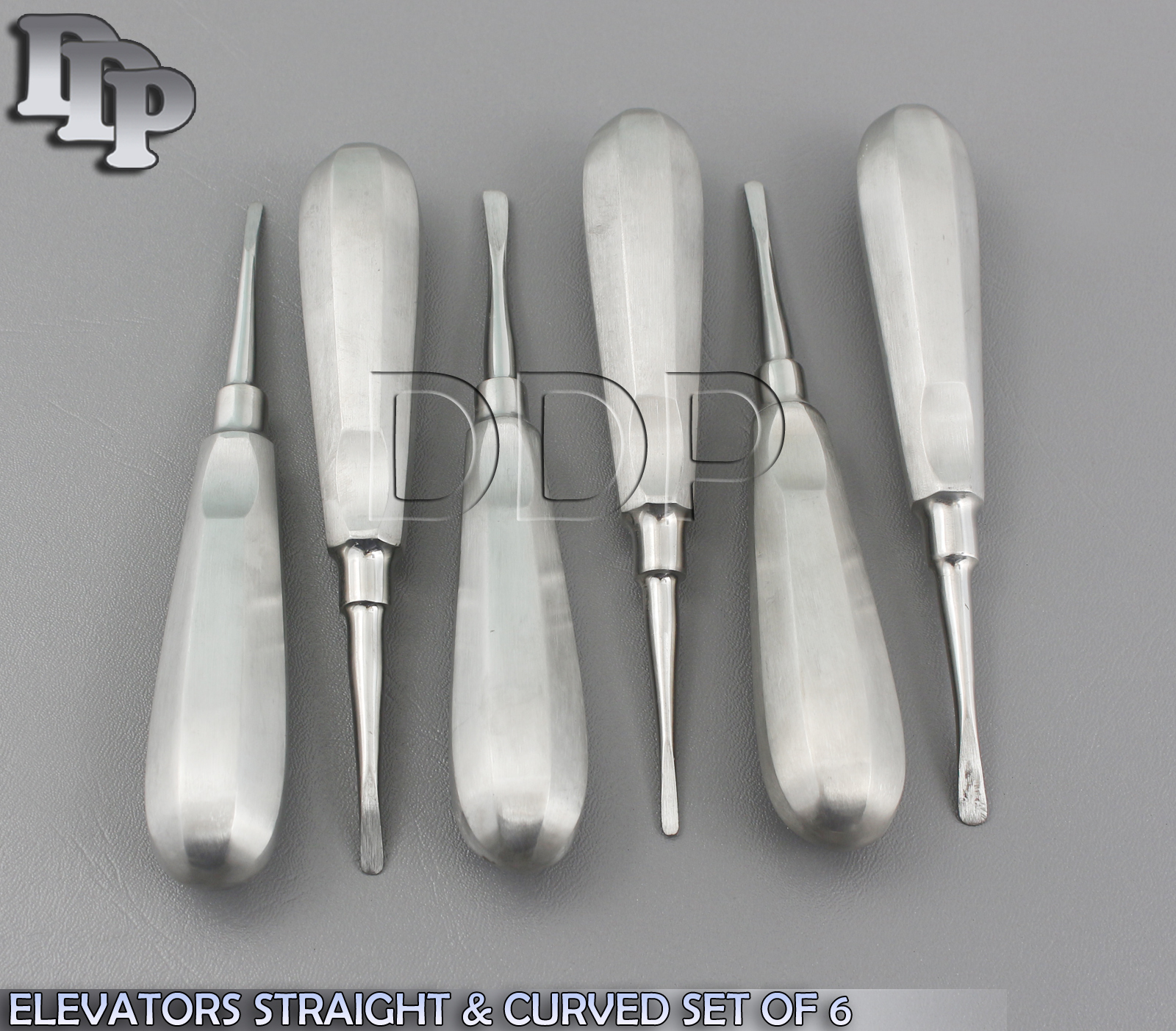 DENTAL ELEVATORS STRAIGHT & CURVED SET OF 6 ELEVATOR KIT NEW