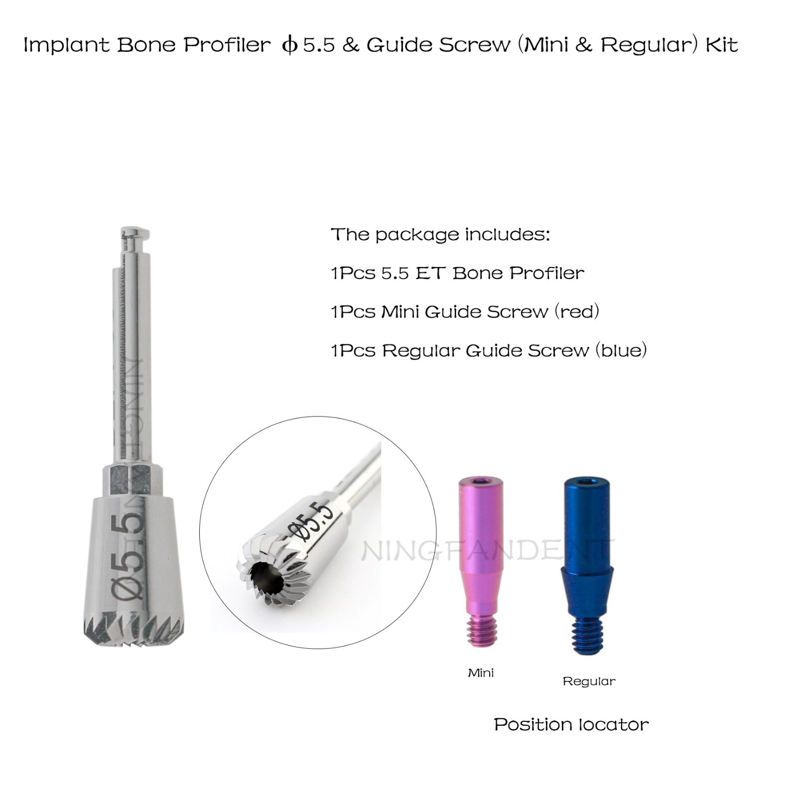 Universal Hiossen Adin Zimmer Mis Implant System Bone Profiler &Guide Screw Kit