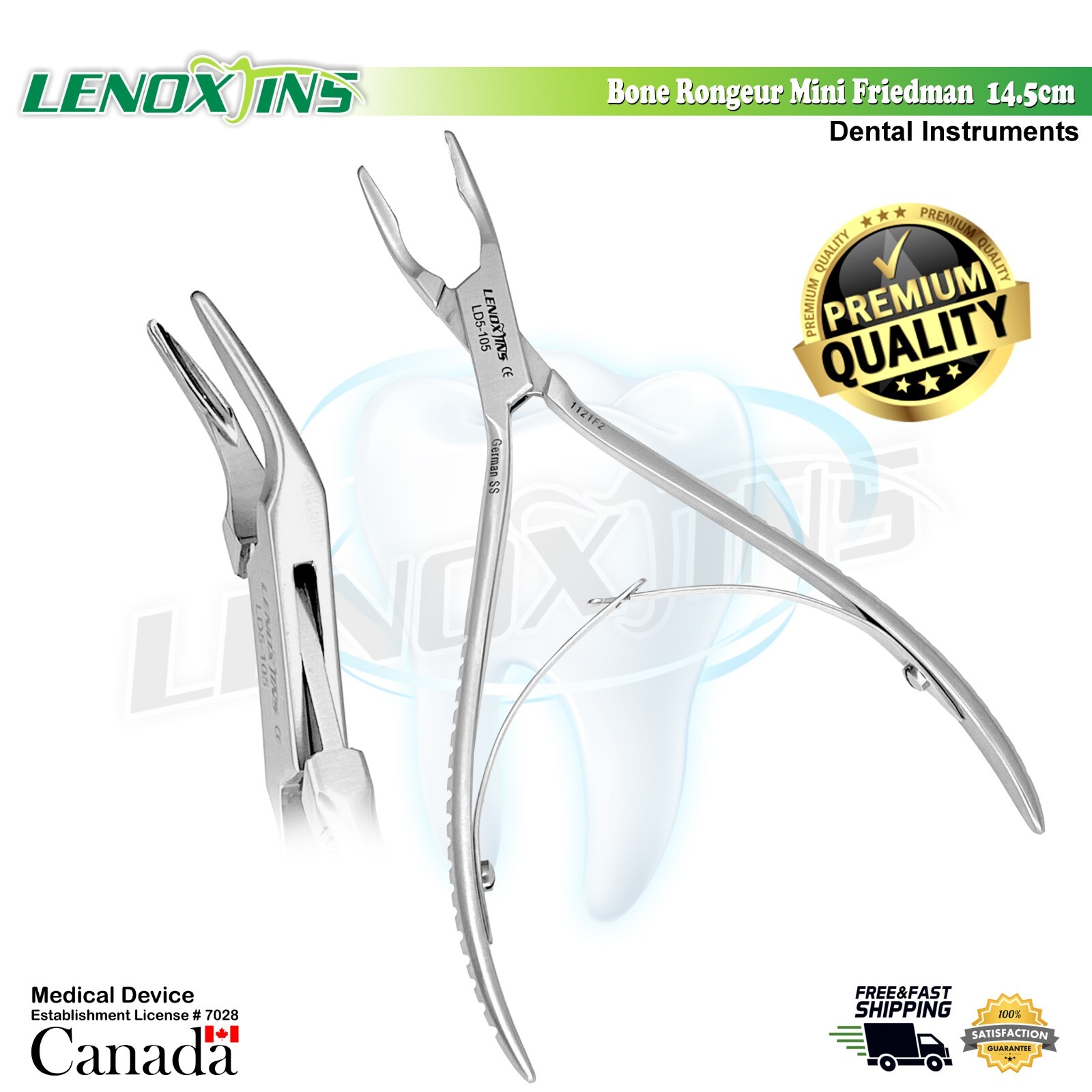 Dental Bone Rongeur German Stainless Micro Friedman 15cm 30˚ Curved