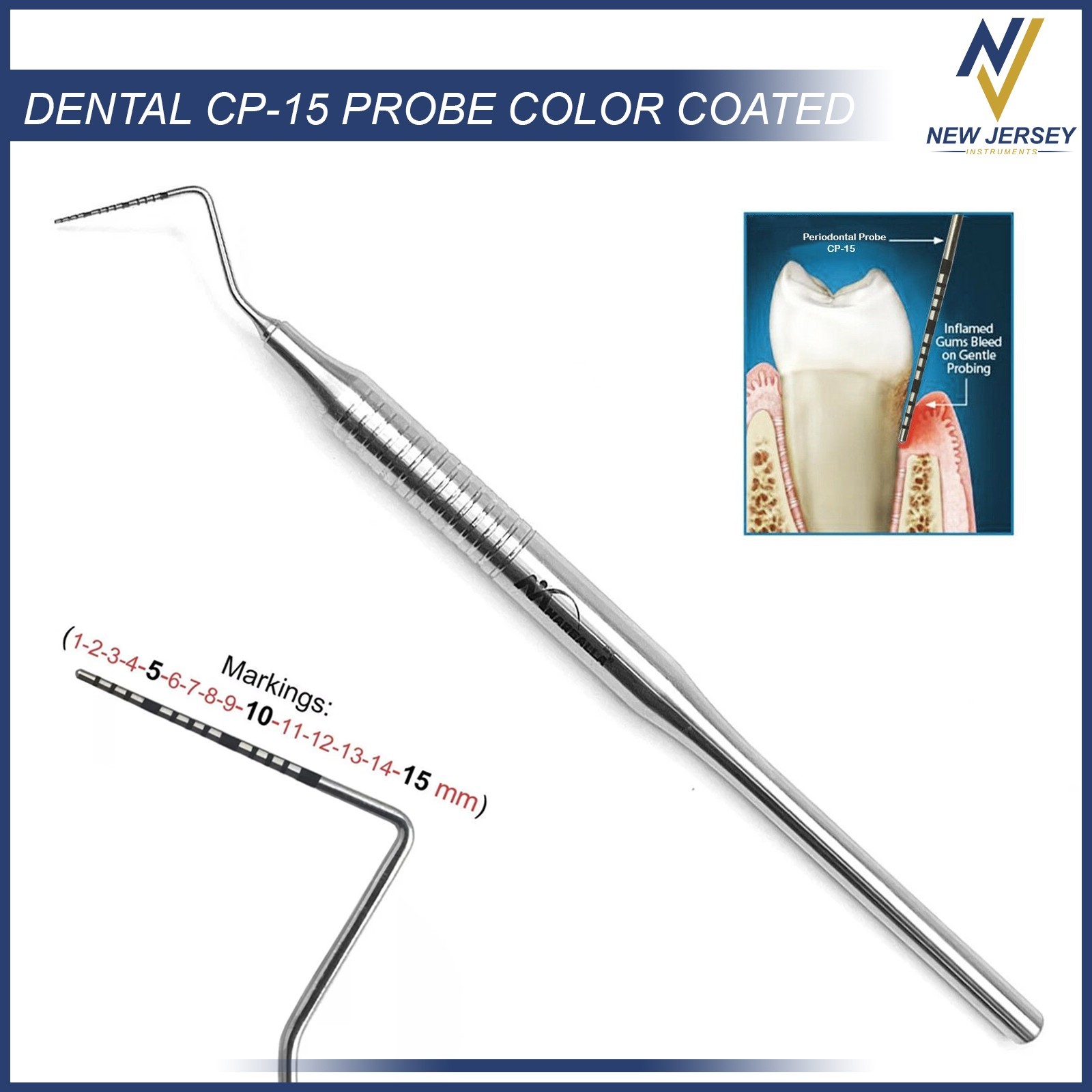 Dental UNC-15 CP Probe Color Coded-Marking Probe Periodontal Examination probe