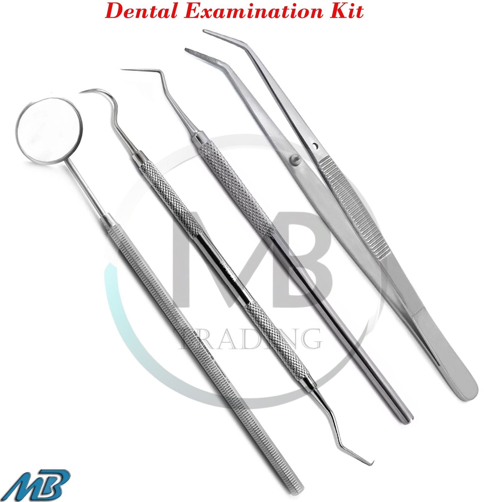 Dental Examination Kit Probe 9 Explorer Mirror Handle London College Tweezer