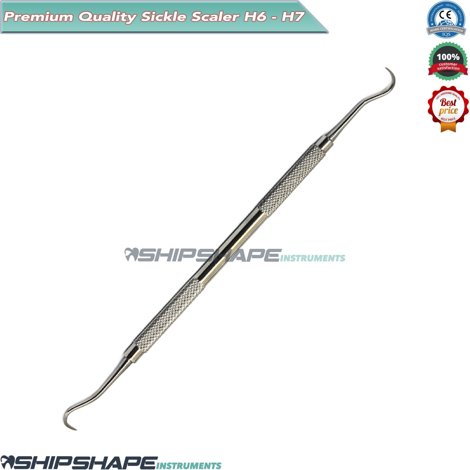 H6-H7 Sickle Scaler Plaque Tartar Calculus Remove Double Ended Dental Instrument