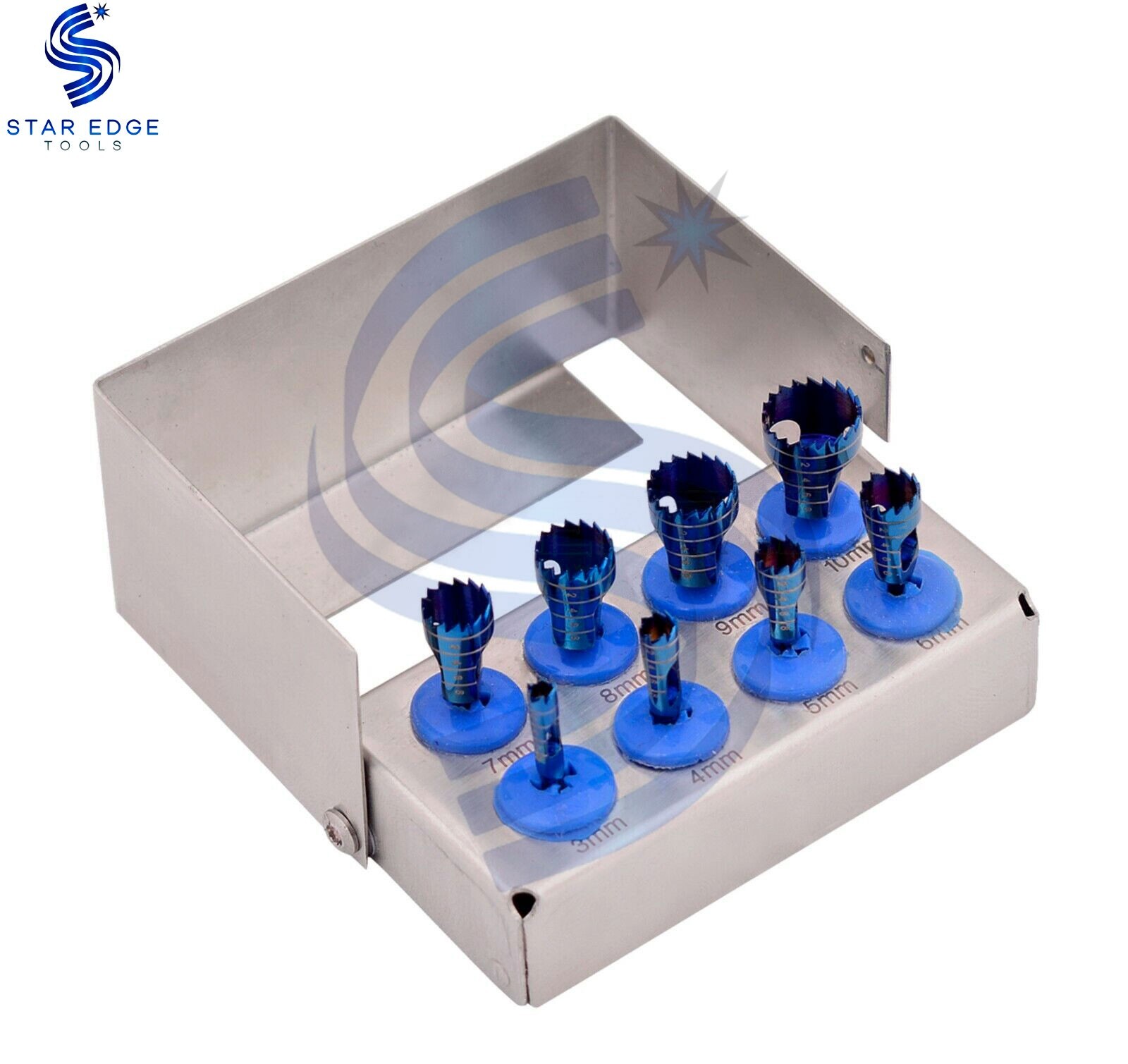 Dental Trephine Kit 8 Pcs Surgical Dental Instruments With Free Bur Holder