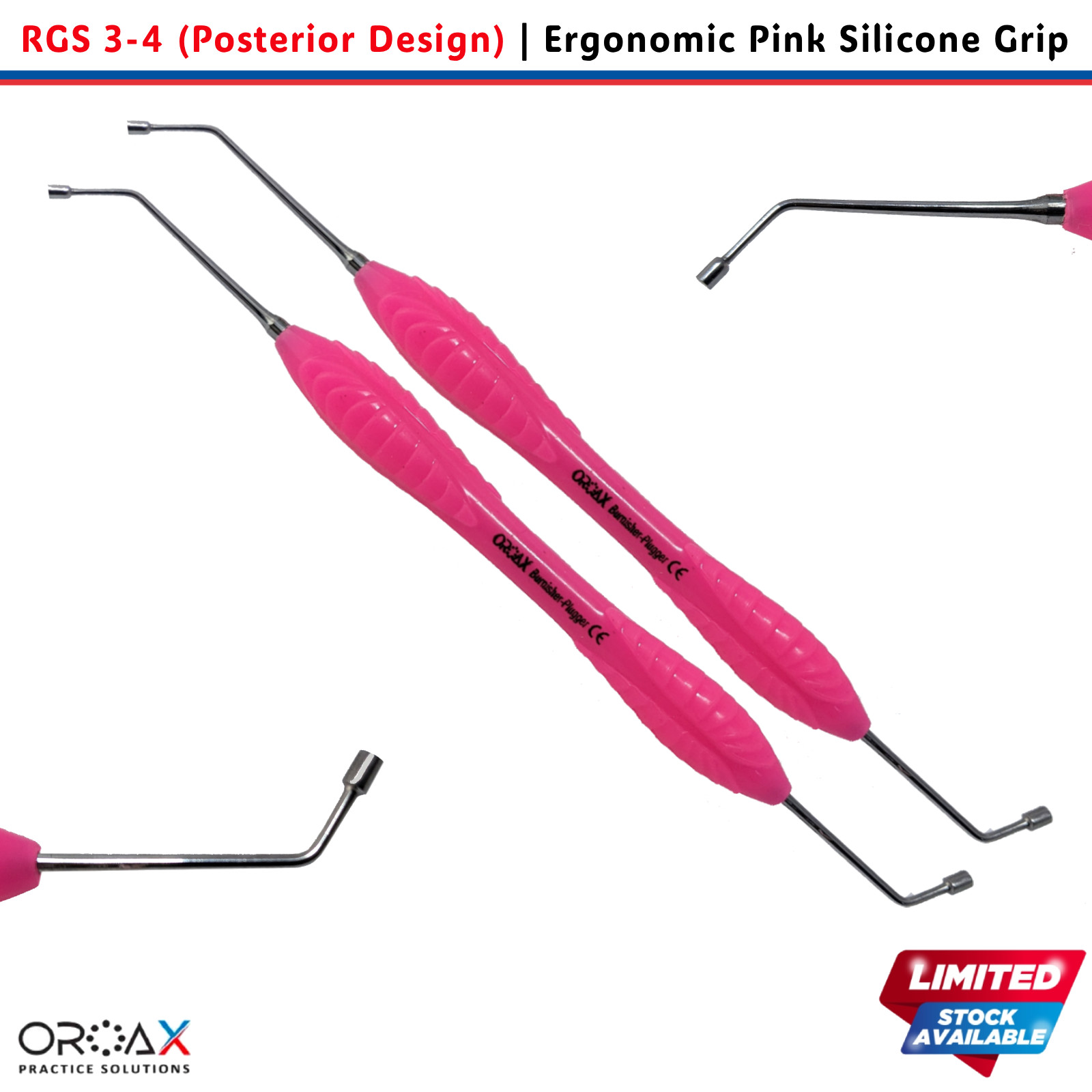 Dental Restorative RGS 3-4 Composite Instrument Pink Silicon Handle – Set of 2