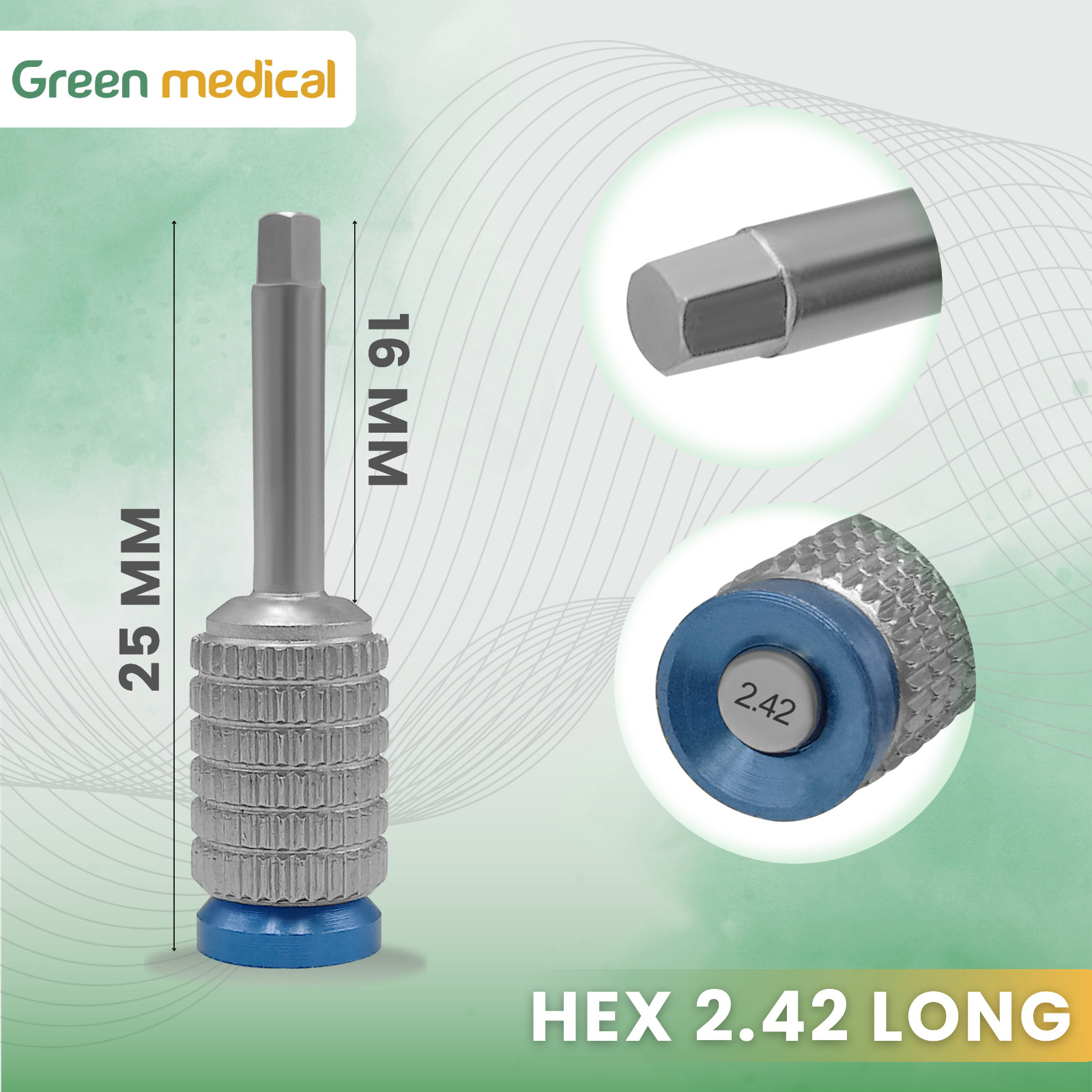 4 Pcs Dental Implant Hex Driver Set Handheld Tool Kit Surgical Stainless Steel