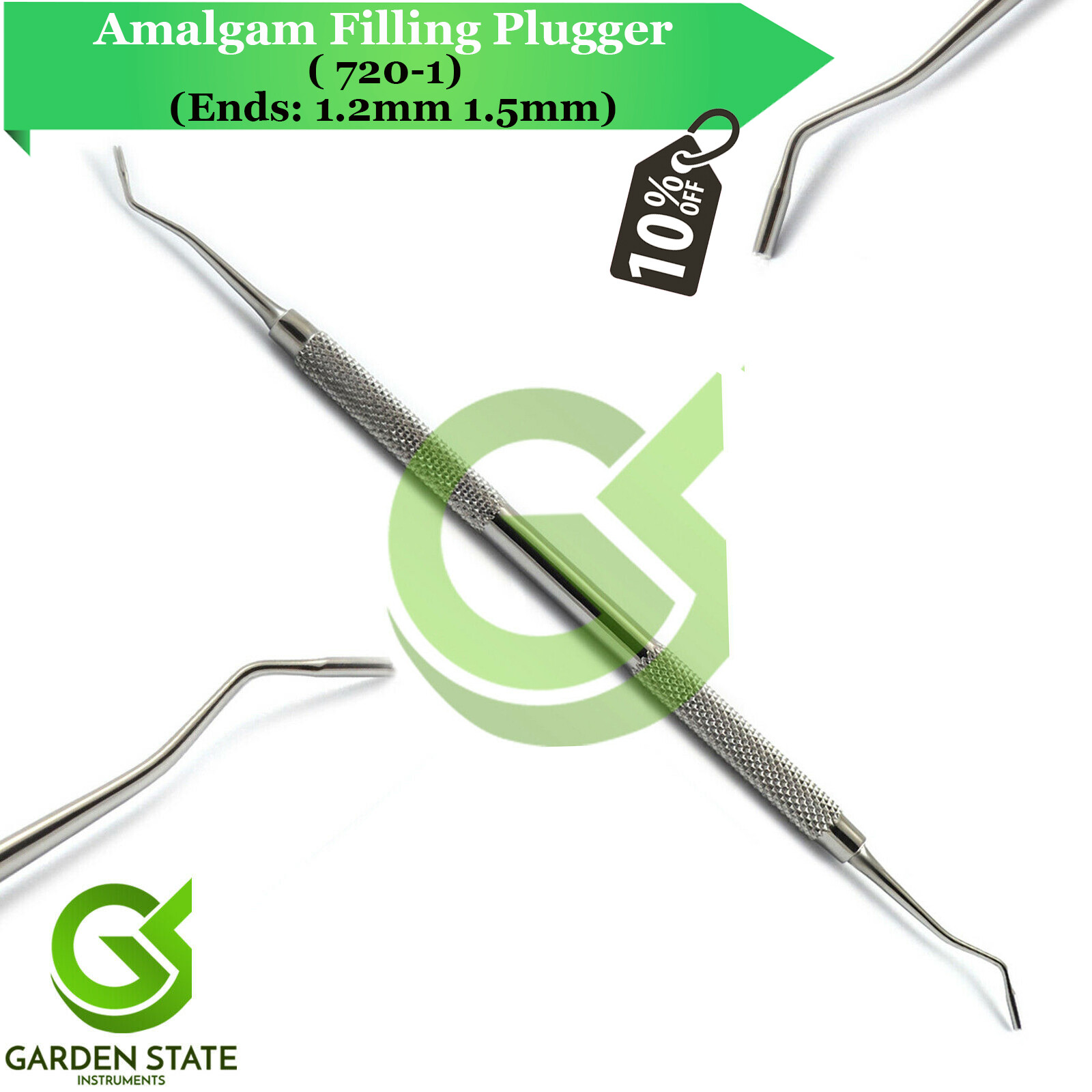 Dental Amalgam Plugger 720-1 Smooth Double Ended Composite Plastic Filling Tools