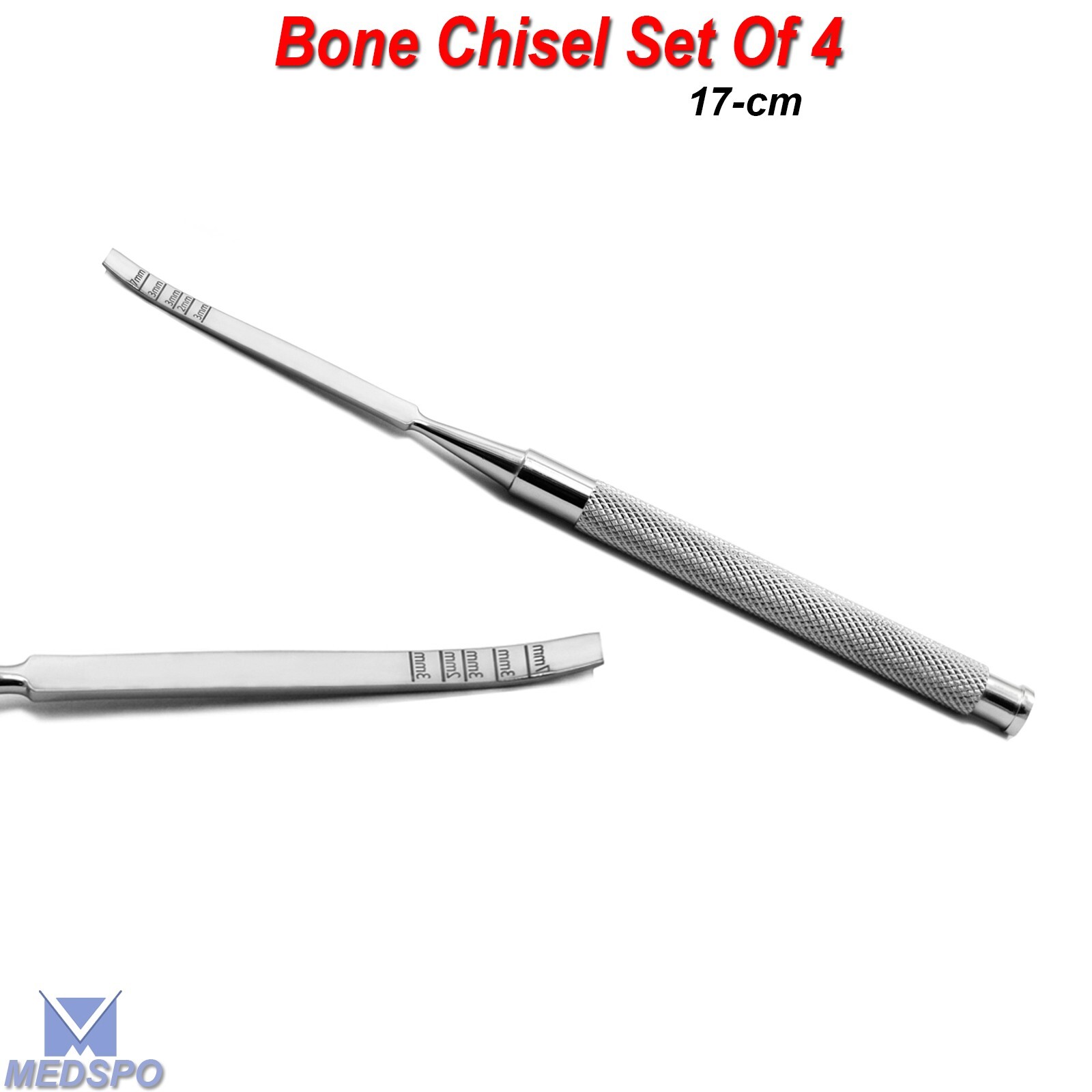 Surgical Ridge Bone Splitting Extraction Dental Chisels Straight-Curved Set Of 4