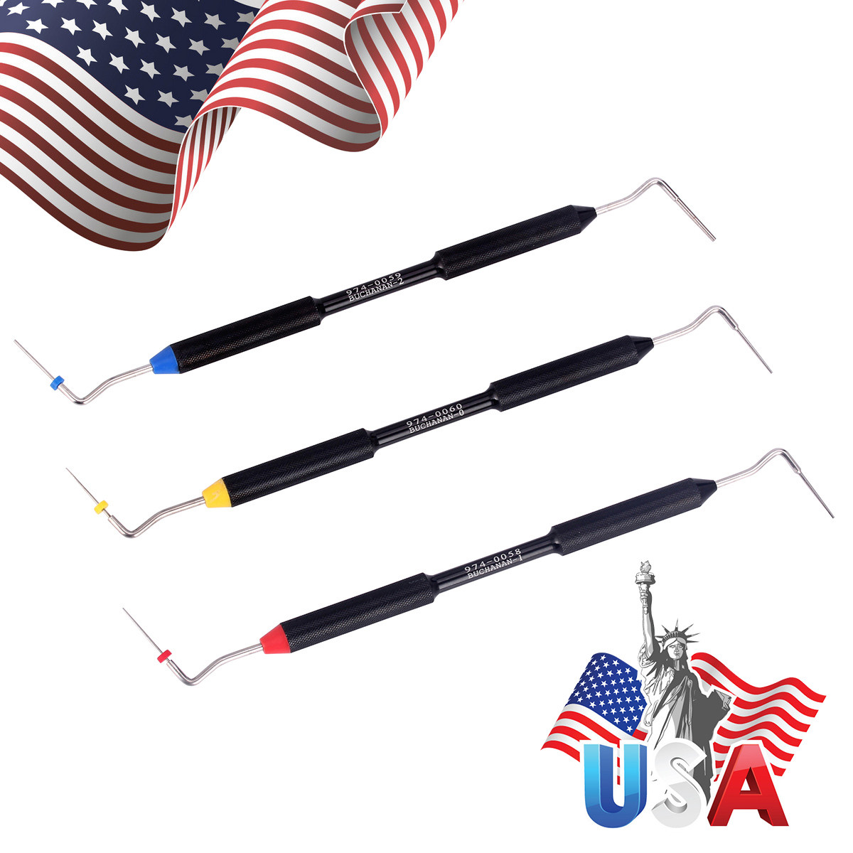 Dental Endo Buchanan Hand Plugger Tips Fill Obturation Instrument Size-0,1,2