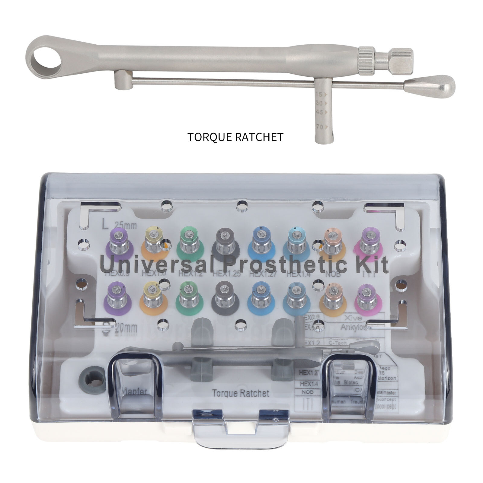 Dental Implant Restoration Tool Kit Universal Implant Wrench 15-70NCM w/ Driver